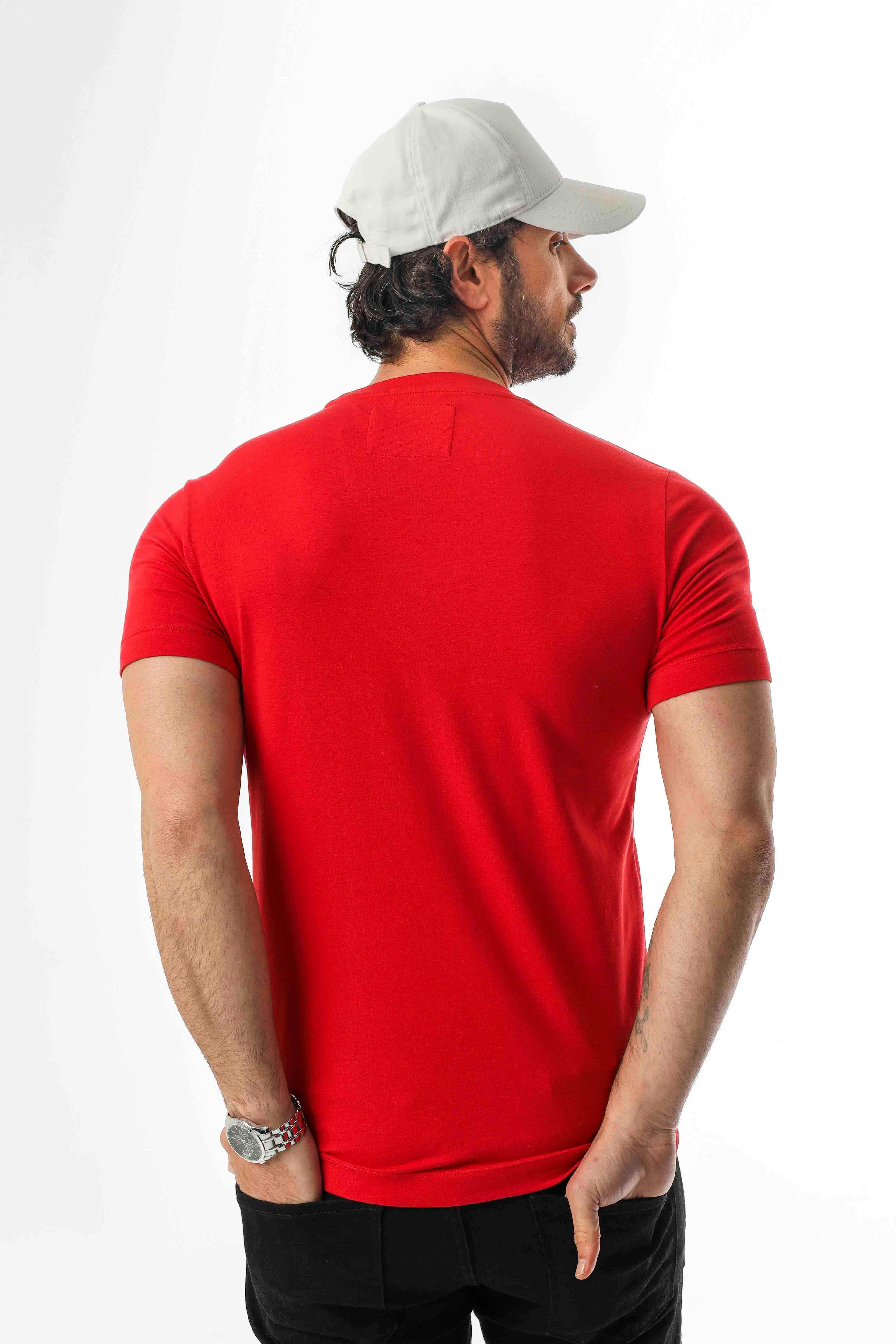 Büyük Beden Bisiklet Yaka Regular Fit Baskılı ve Nakışlı T-Shirt-MSL-2189