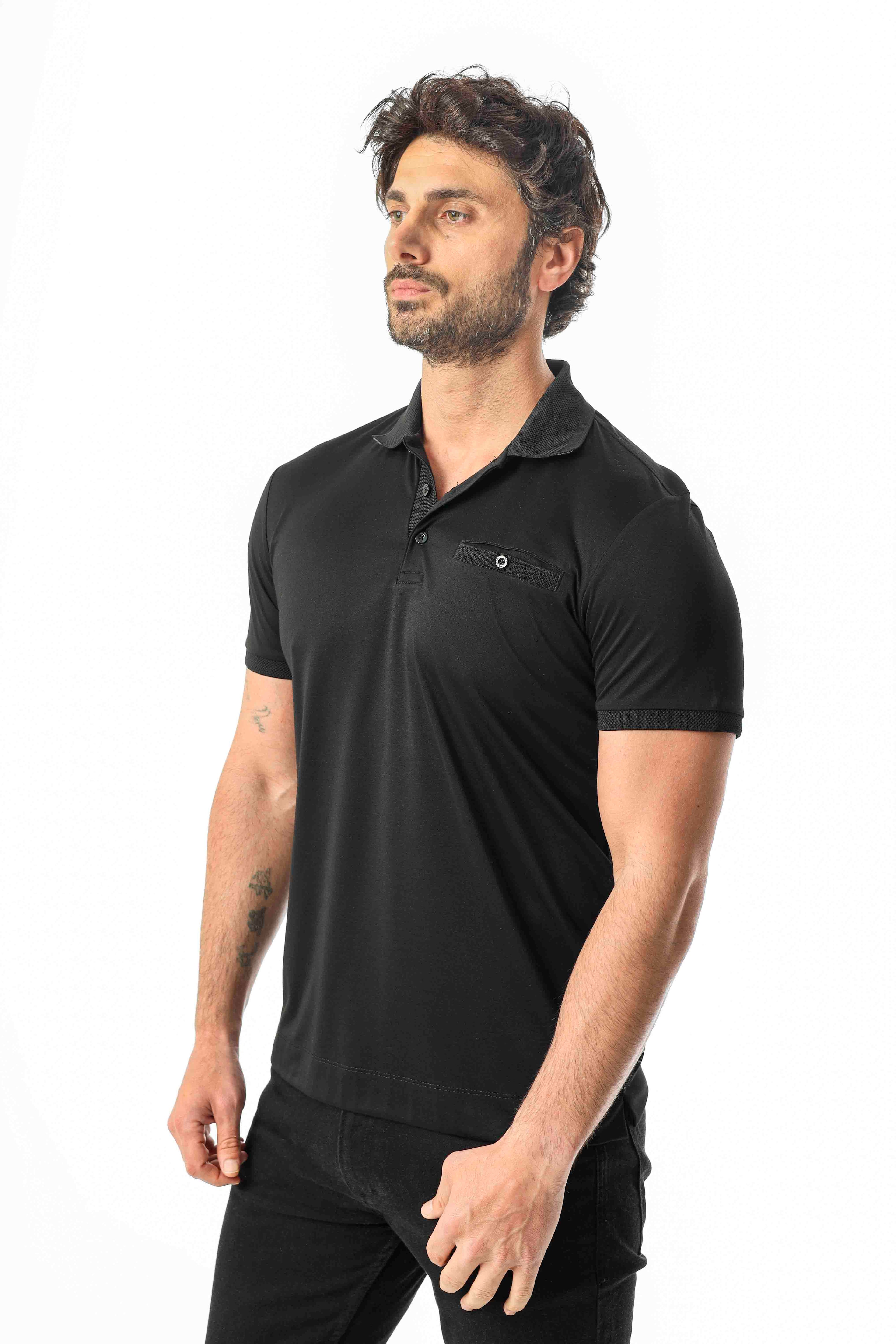 Polo Yaka Cepli Arkası Arma Detaylı Erkek T-Shirt-6273