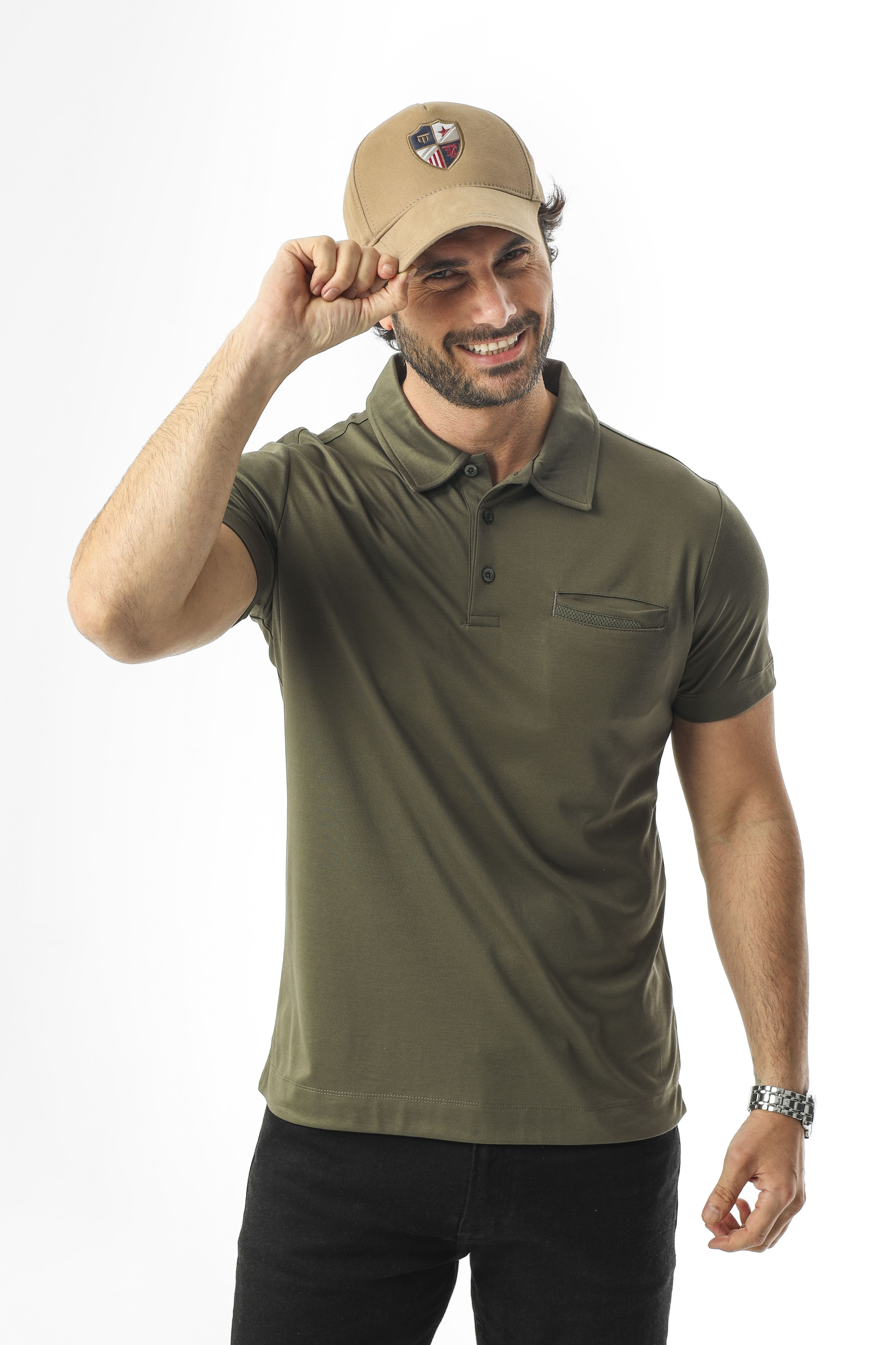 Büyük Beden Polo Yaka Düğmeli Cepli T-Shirt-6318
