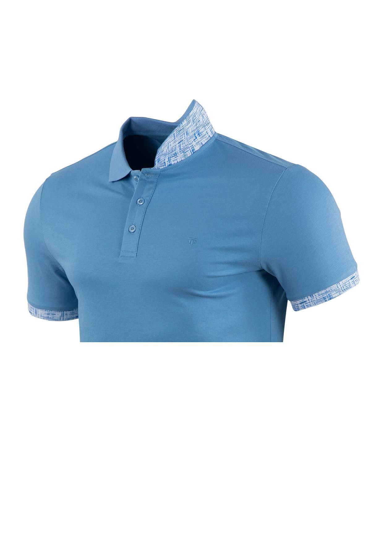 Büyük Beden Regular Fit Baskılı Dokulu Polo T-Shirt