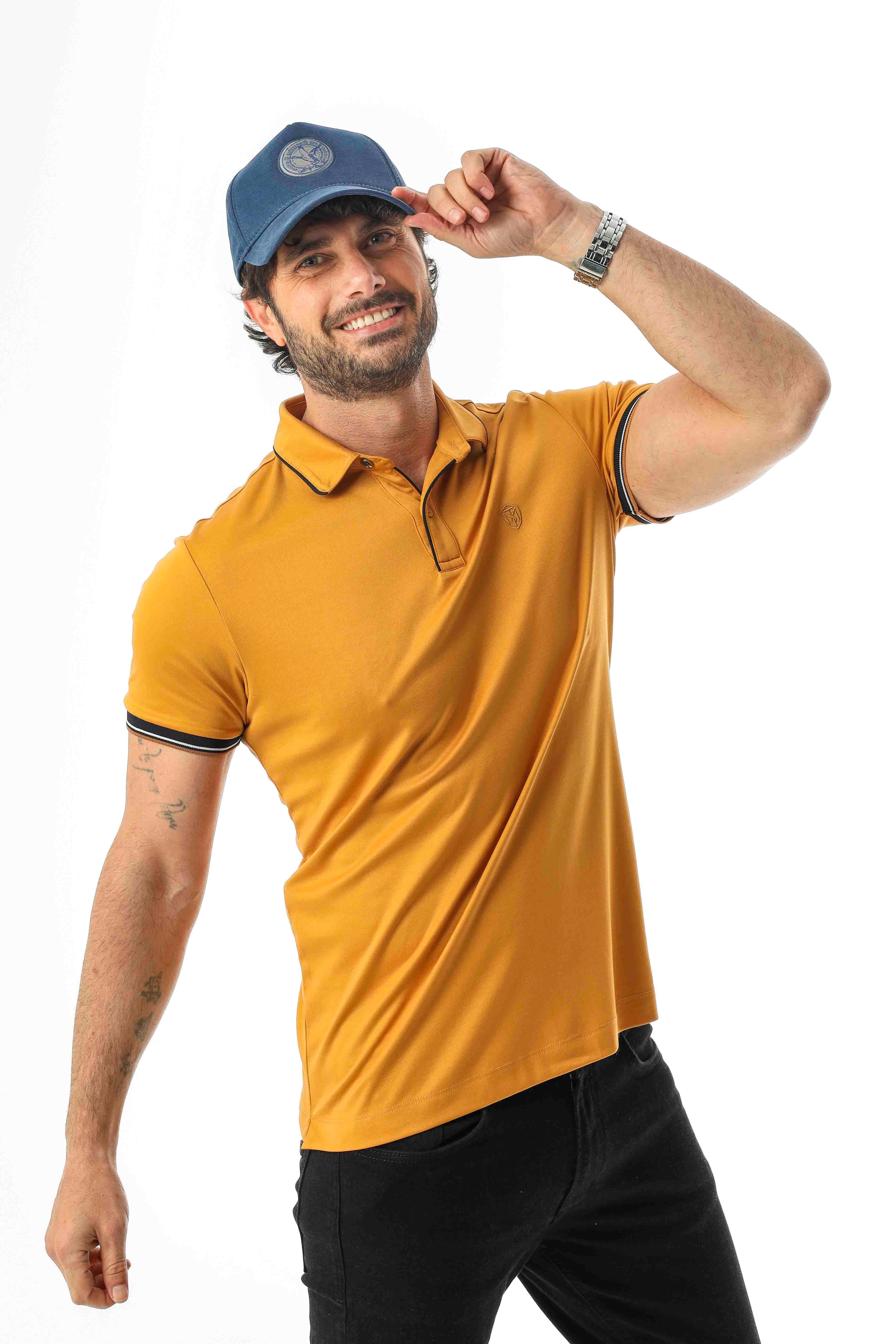 Pamuklu Yumuşak Dokulu Kumaş Polo Yaka Düğmeli T-Shirt-6291