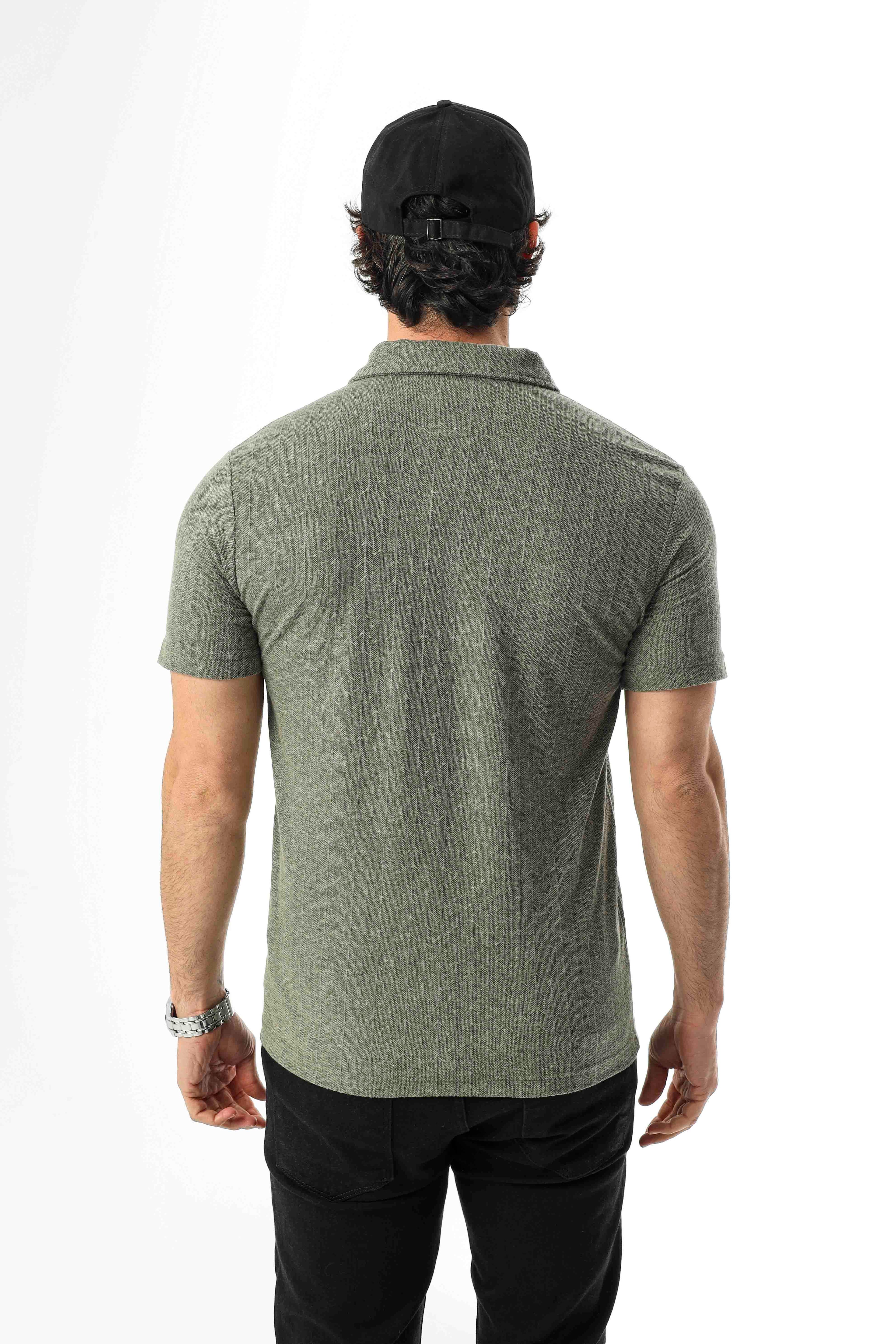 Regular Fit Polo Yaka Düğmeli Armalı Keten T-Shirt-KT-1003