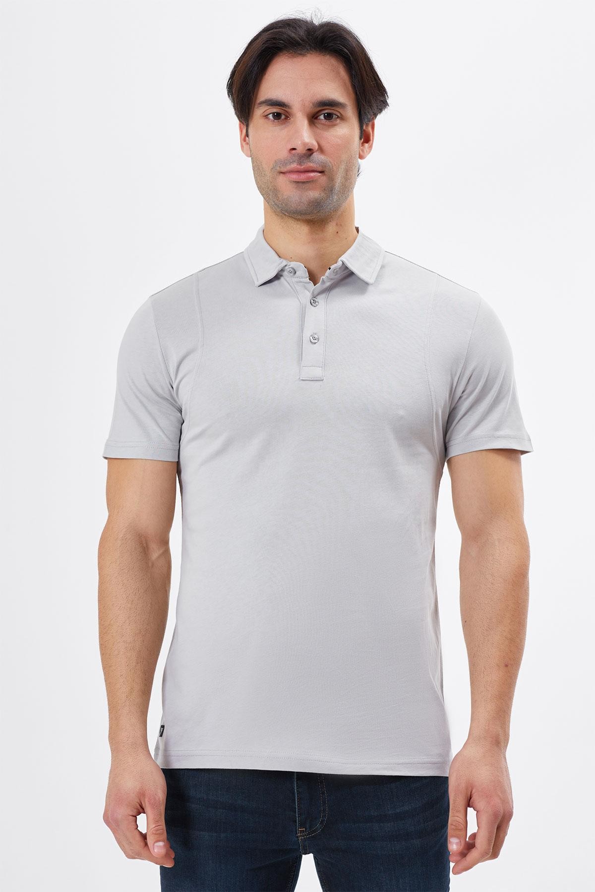 Regular Fit Polo Yaka %100 Pamuk Nakış Detaylı Erkek T-Shirt