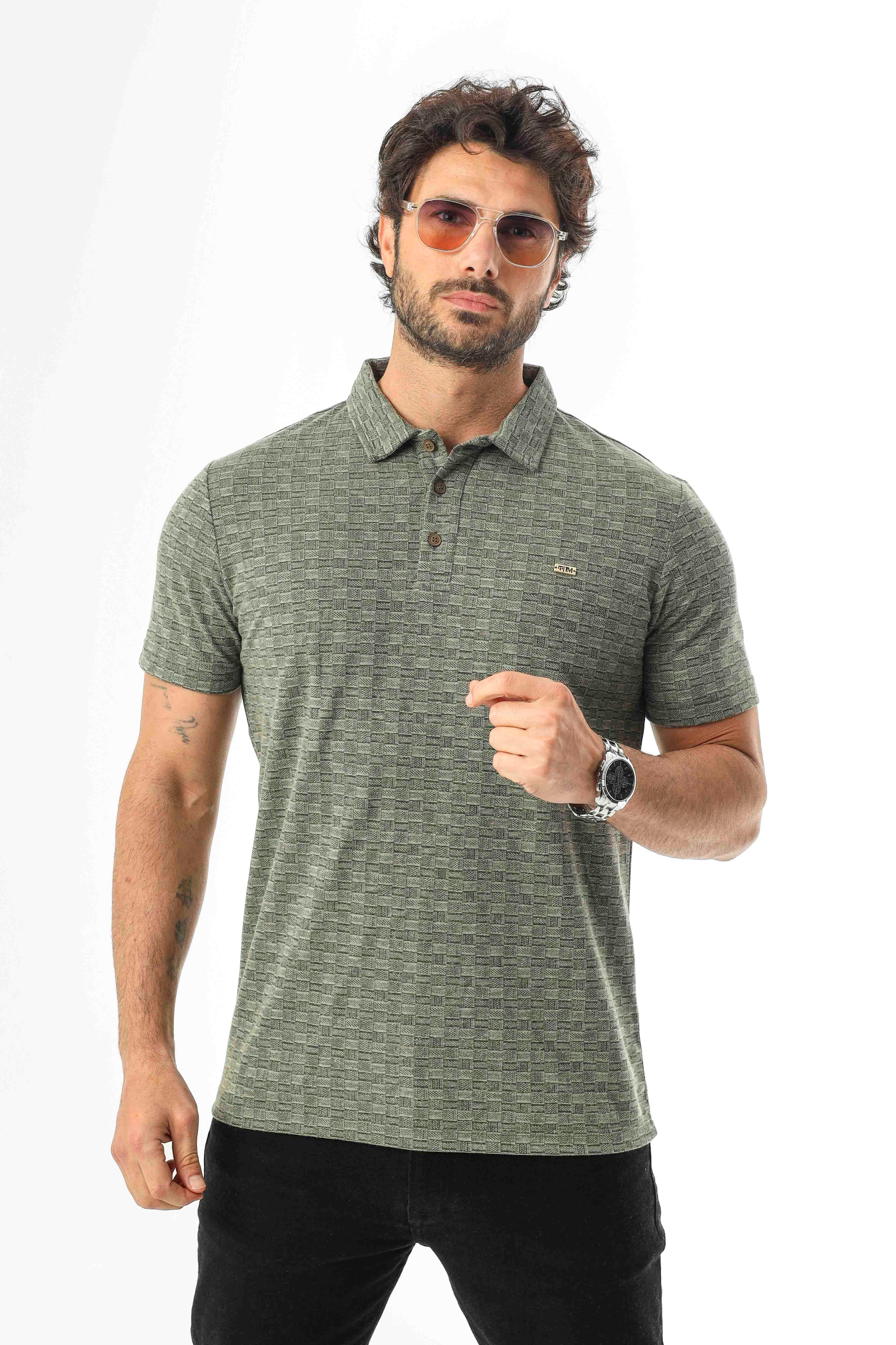 Polo Yaka Düğmeli Erkek Keten T-Shirt-KT-1001