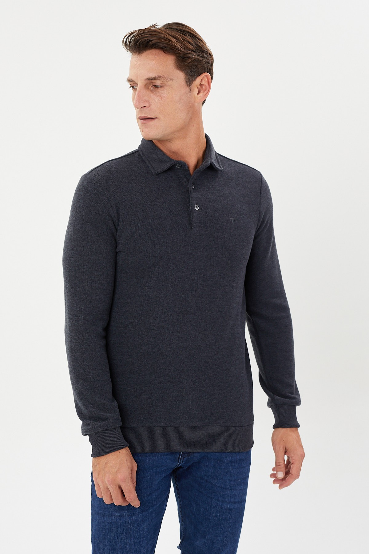 Tony Classics Kadife Selanik Polo Yaka Sweatshirt- KS-1491