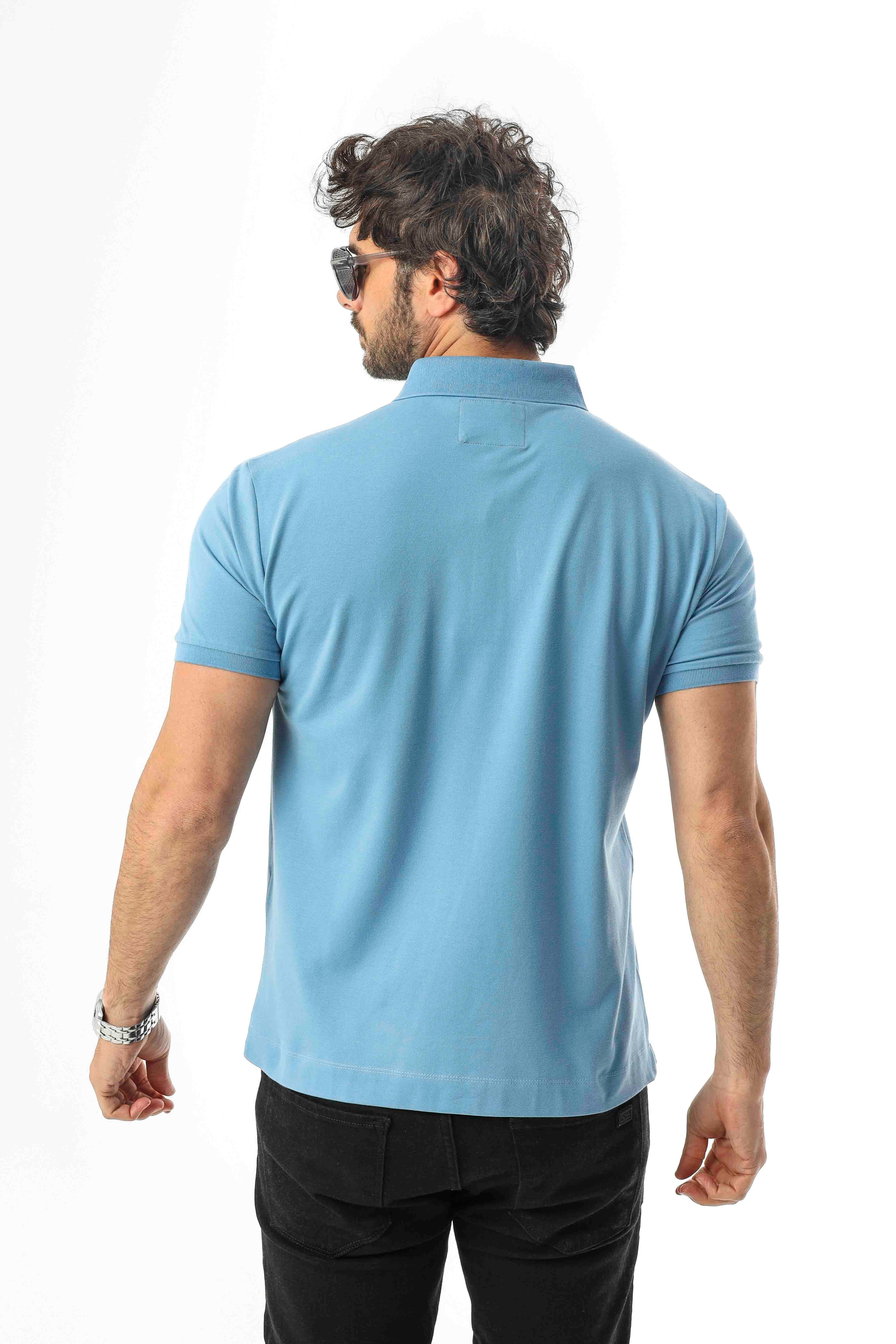 Büyük Beden Regular Fit Polo Yaka Cepli Baskılı T-Shirt-PL-3458