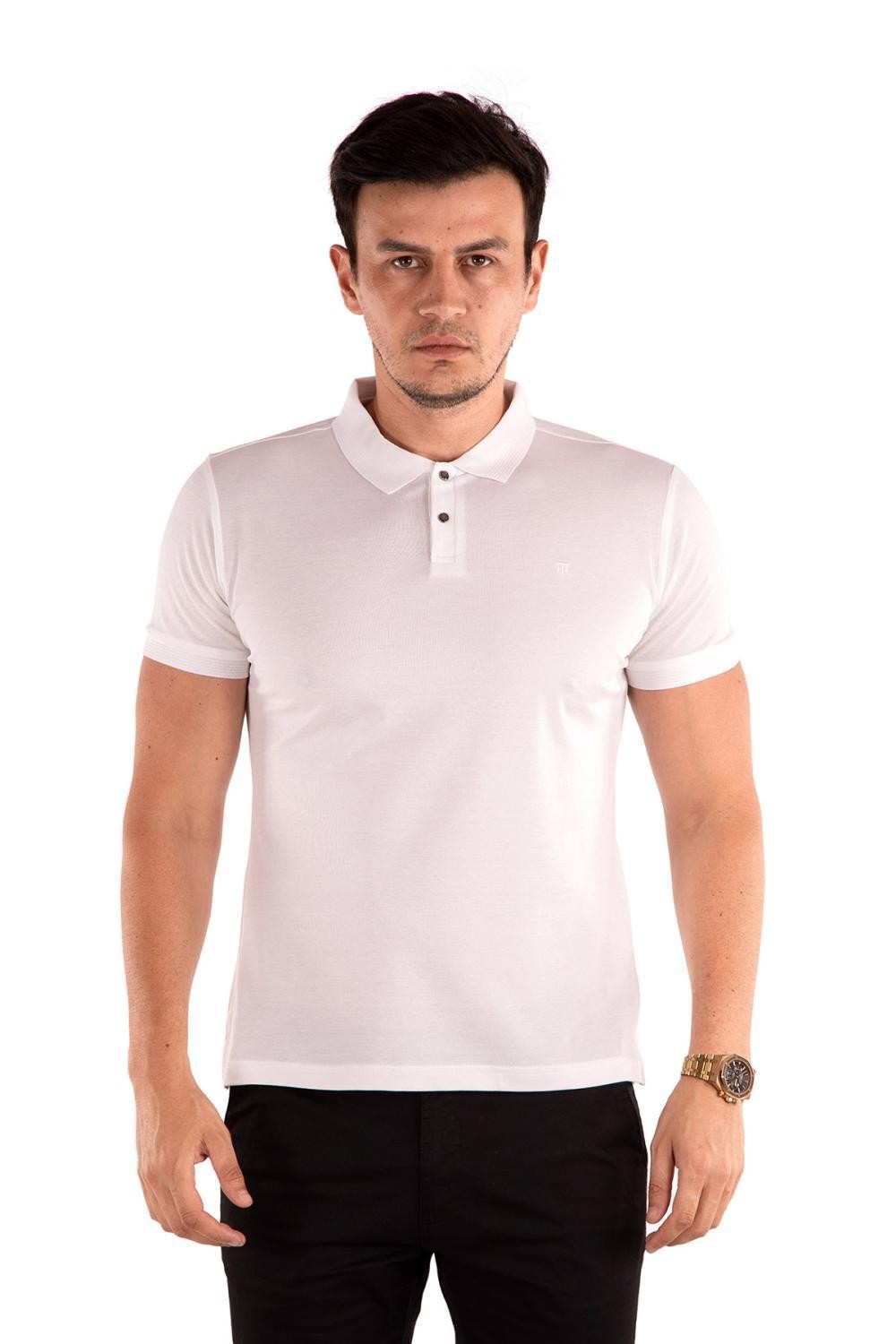 Regular Fit Merserize Polo Yaka %100 Pamuk Kısa Kollu Basic T-Shirt