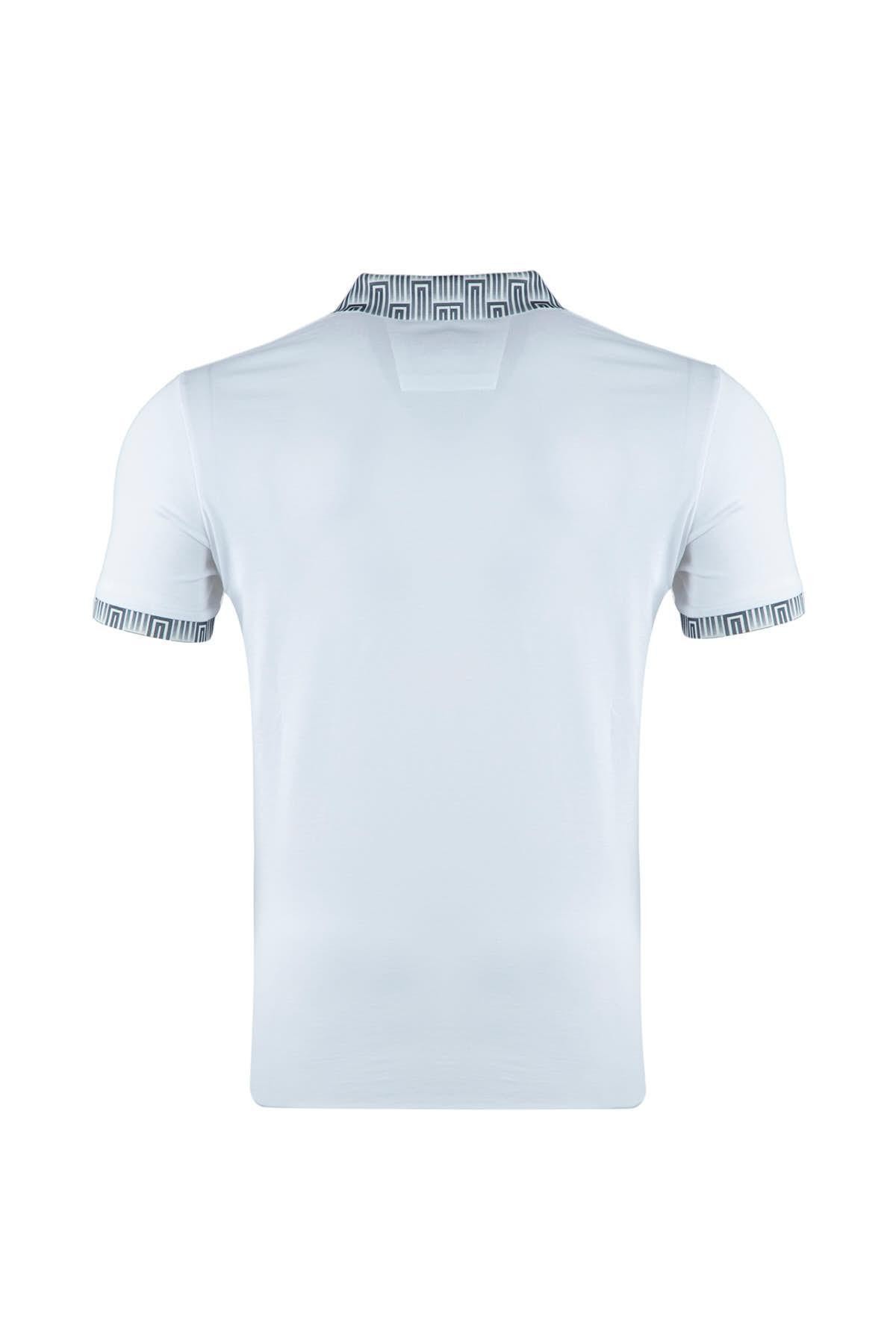 White Big Size Regular Printed Polo T-Shirt