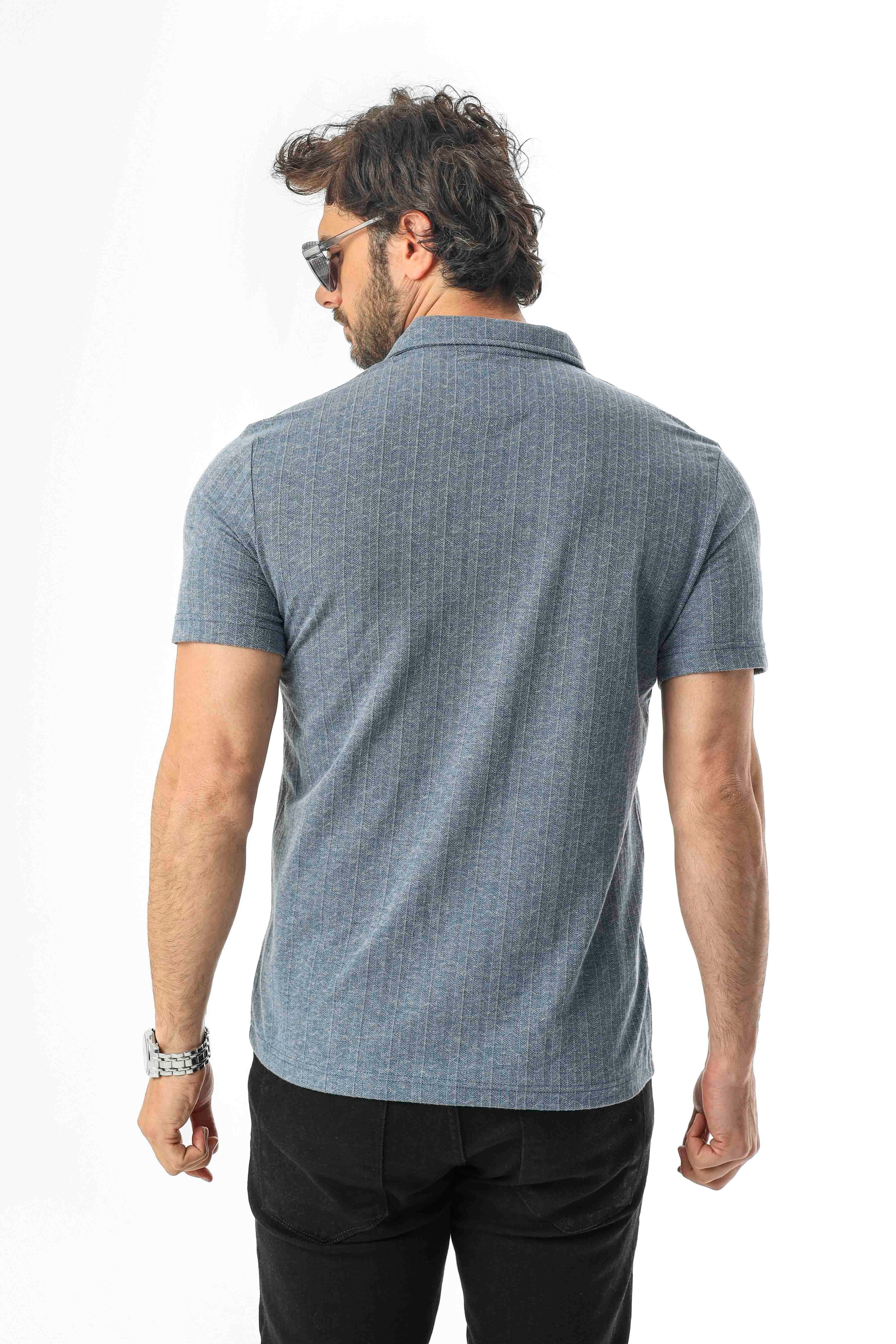 Regular Fit Polo Yaka Düğmeli Armalı Keten T-Shirt-KT-1003