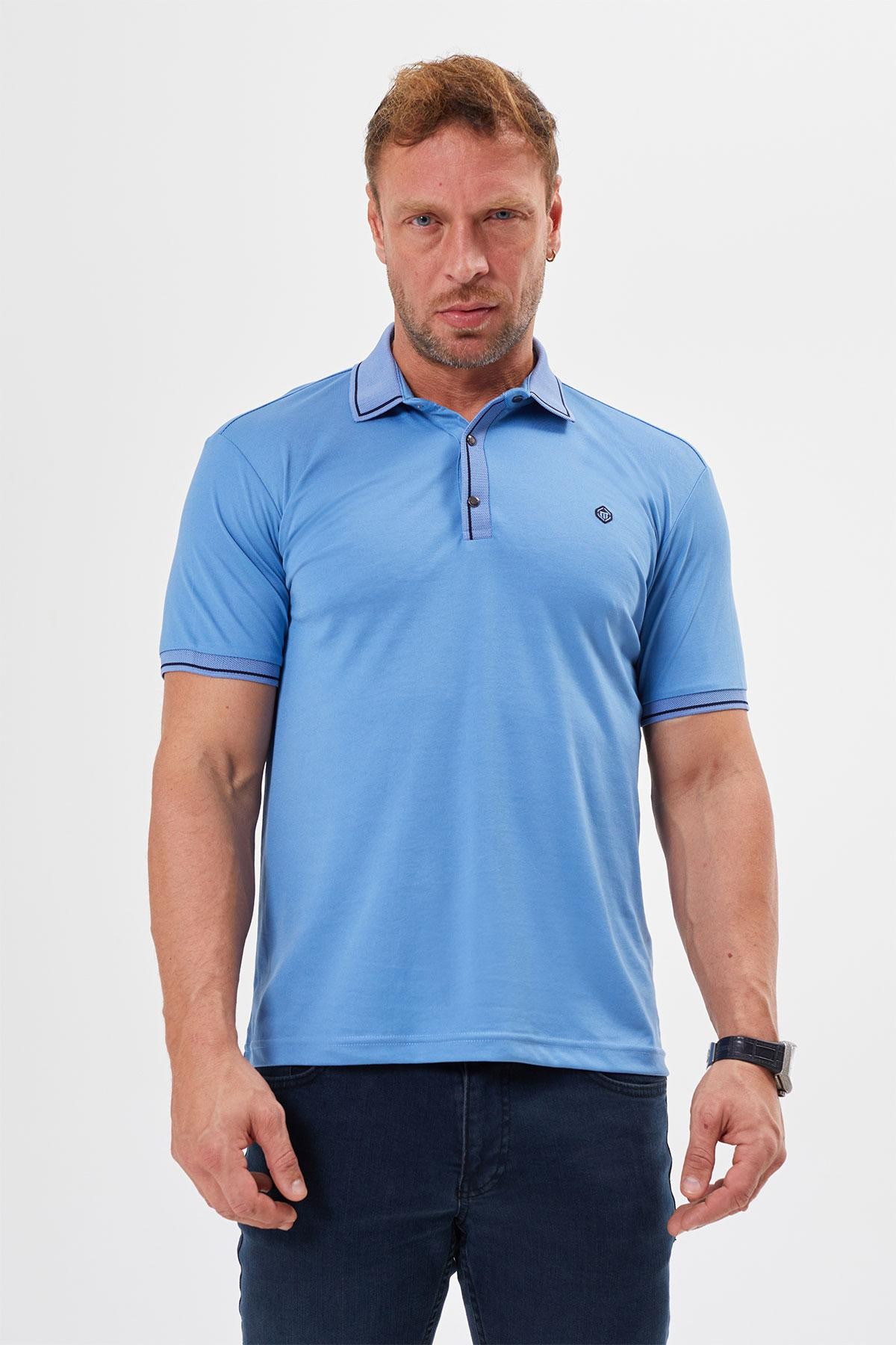 Polo Neck Regular Fit Snap Fastener Detailed T-Shirt