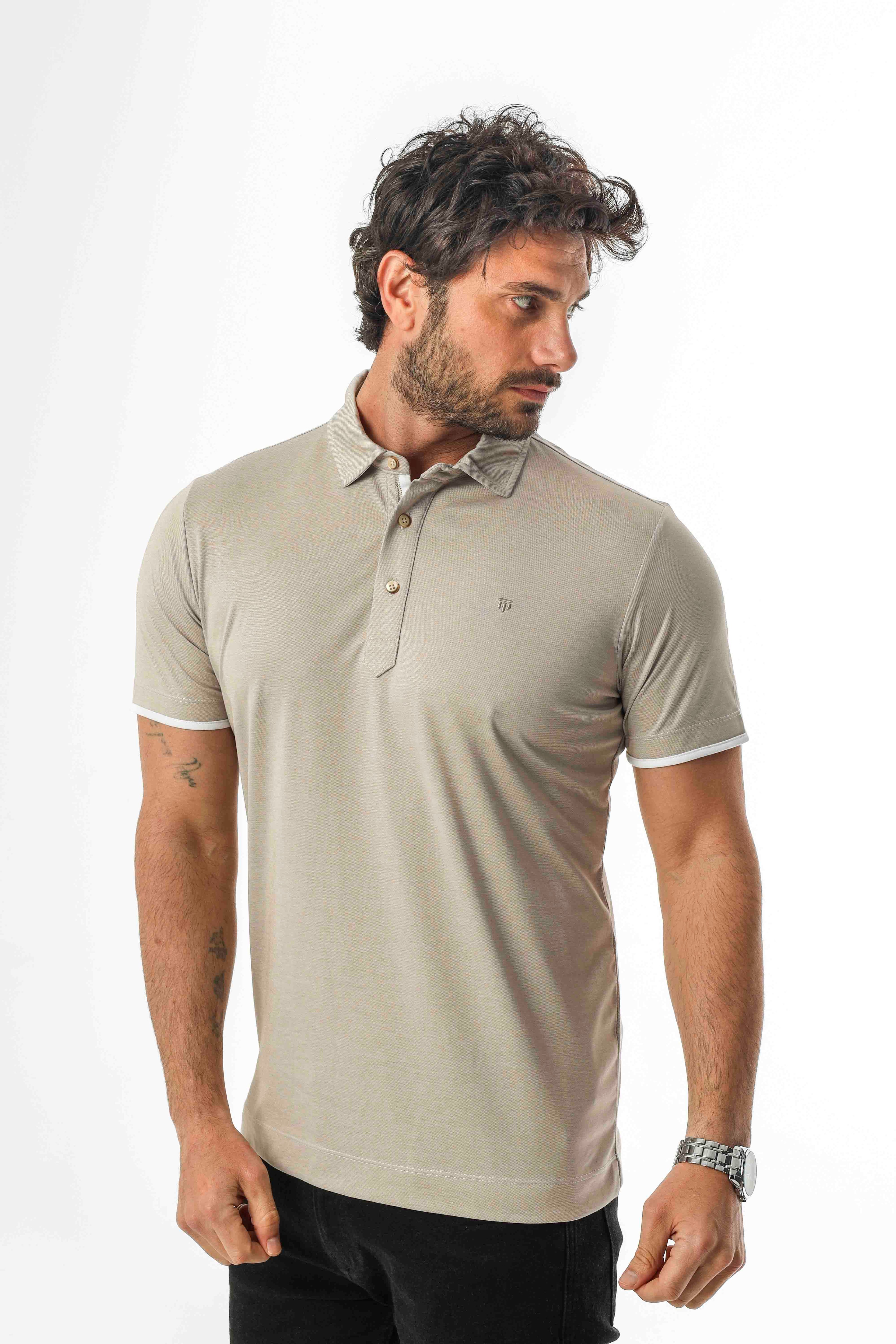Büyük Beden Regular Fit Polo Yaka Düğmeli T-Shirt-6321