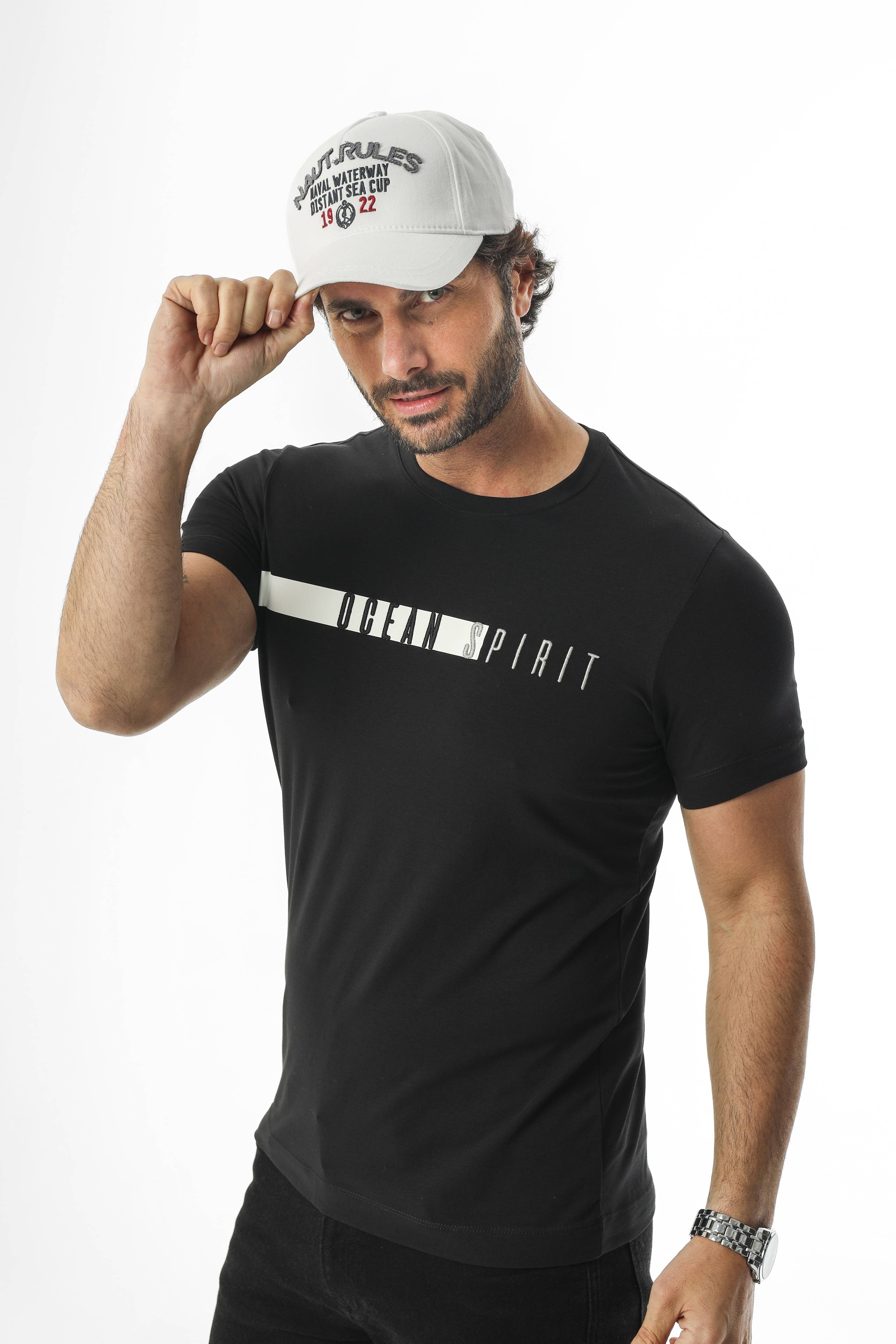 Ocean Collection Bisiklet Yaka Nakışlı T-Shirt-MSL-2261
