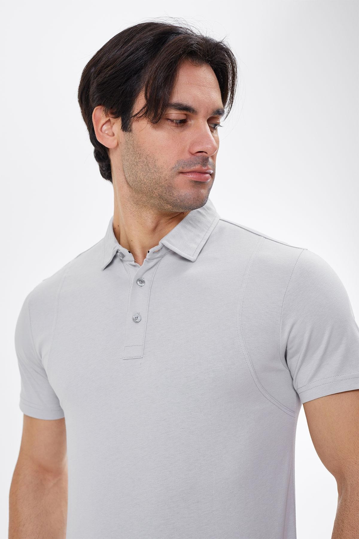 Regular Fit Polo Yaka %100 Pamuk Nakış Detaylı Erkek T-Shirt