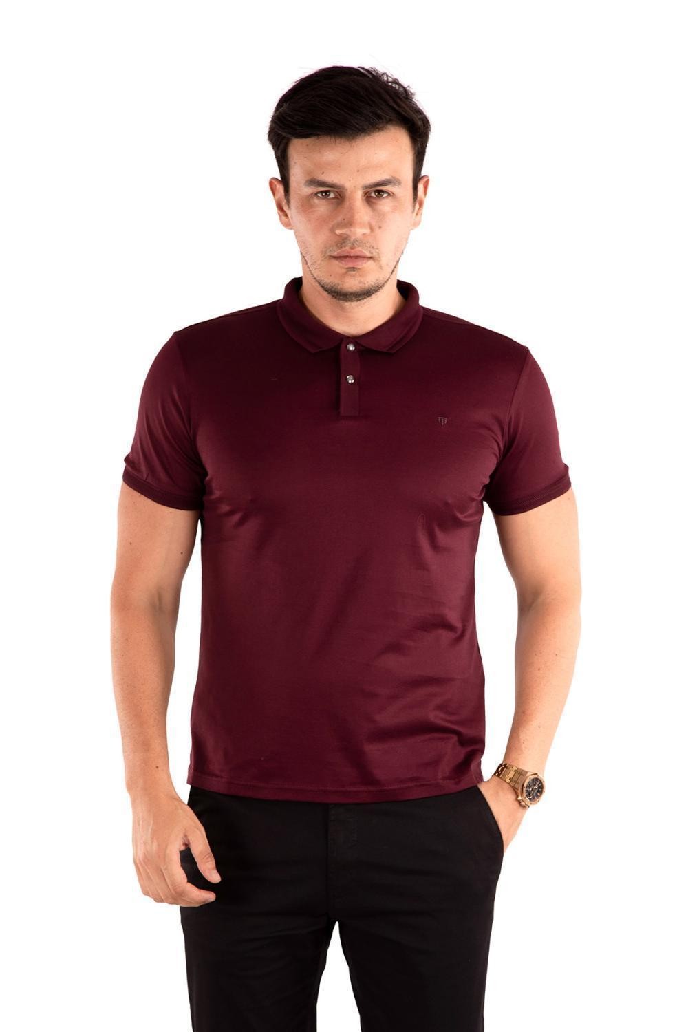 Regular Fit Merserize Polo Yaka %100 Pamuk Kısa Kollu Basic T-Shirt