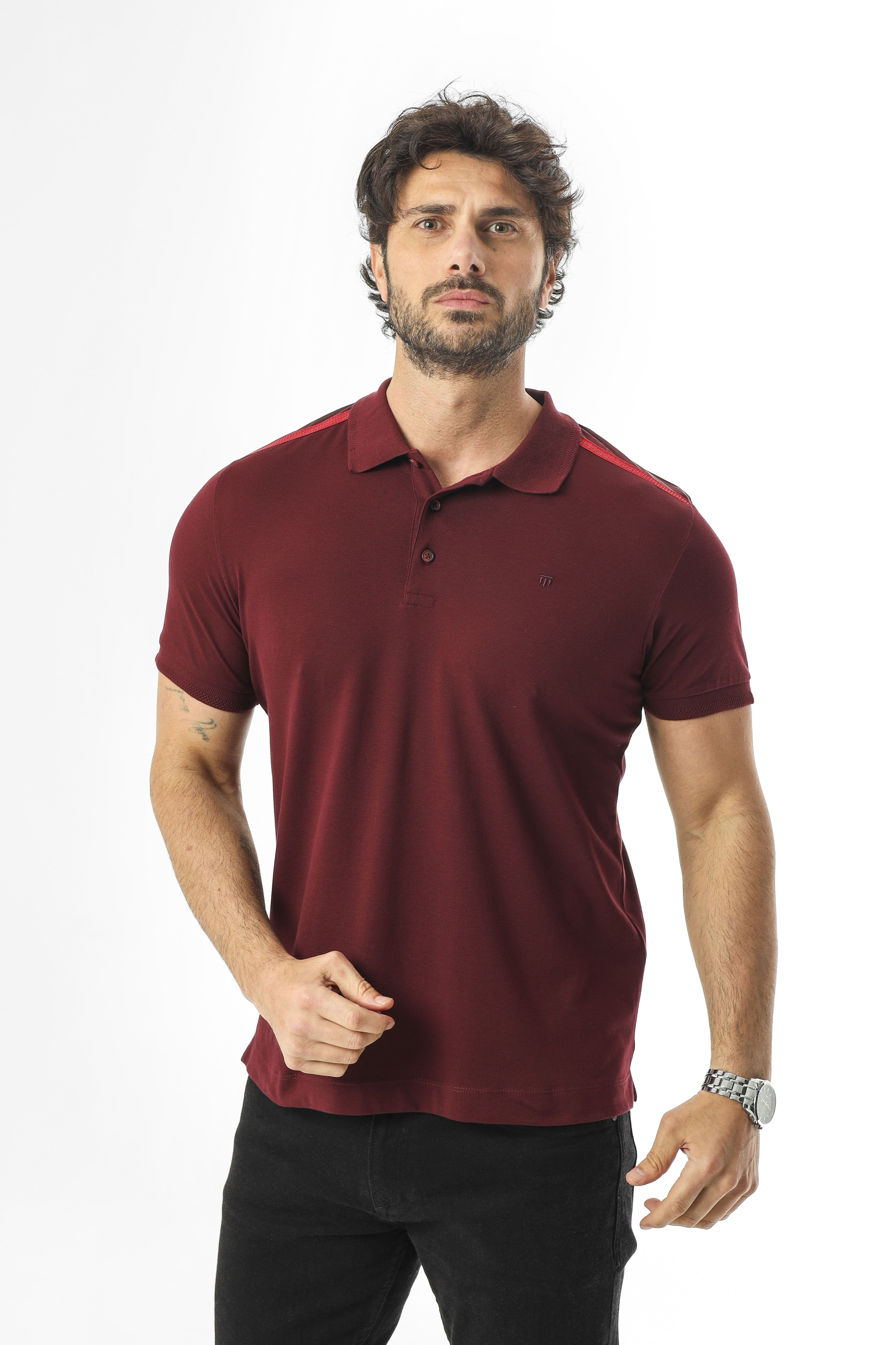 Büyük Beden Polo Yaka Omuz Detaylı Düğmeli T-Shirt-PL-3456