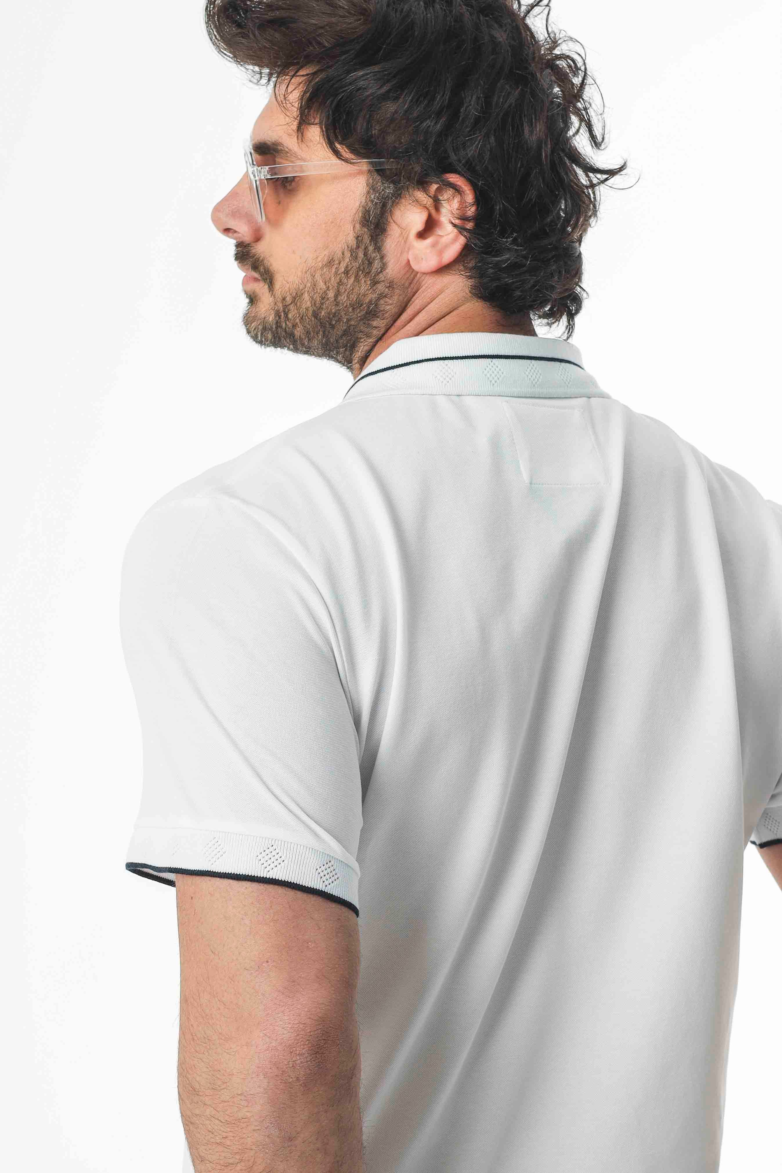 Polo Yaka Yarım Fermuarlı Nakış Armalı Pamuk T-Shirt-PL-3618