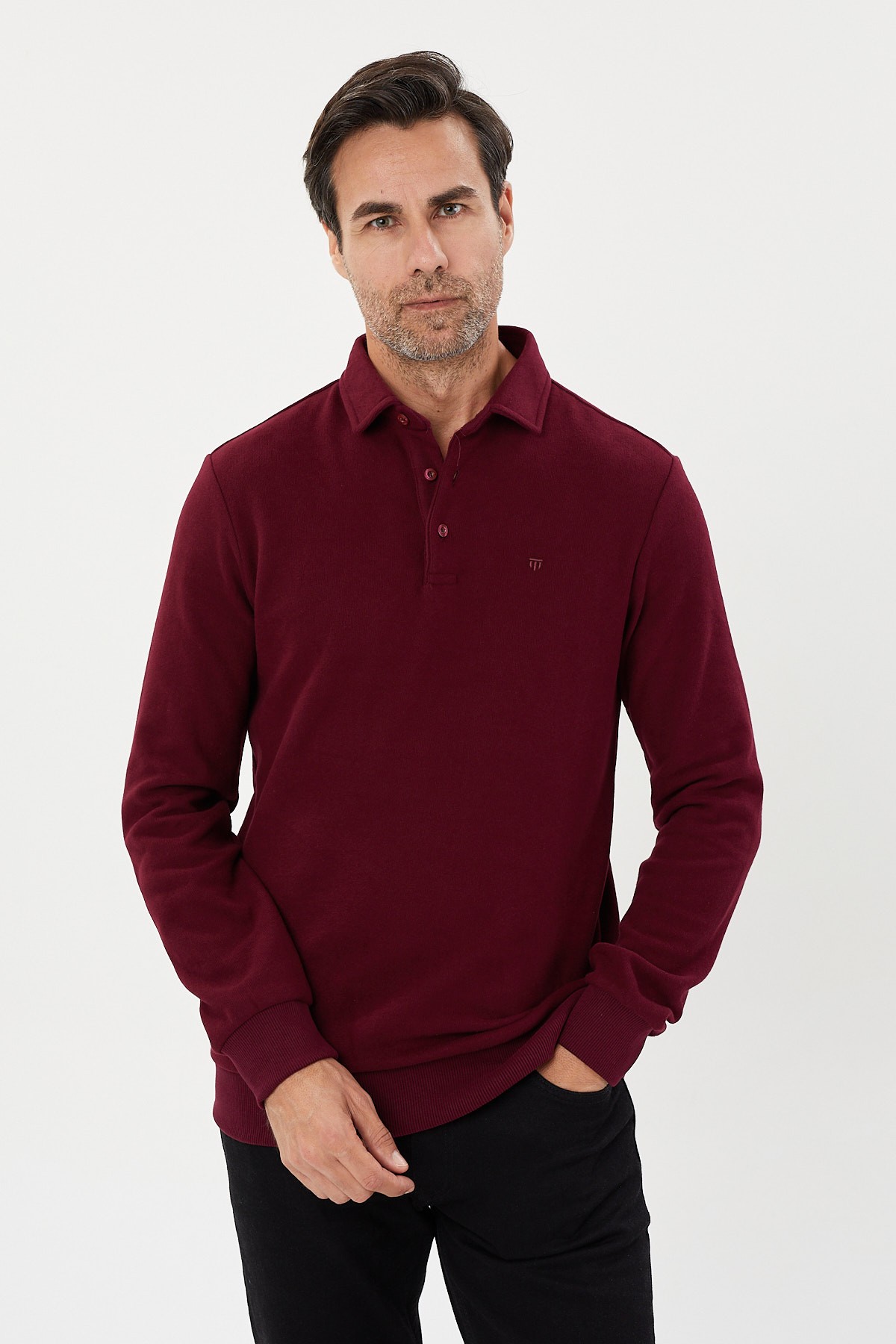 Tony Classics Kadife Selanik Polo Yaka Sweatshirt- KS-1491