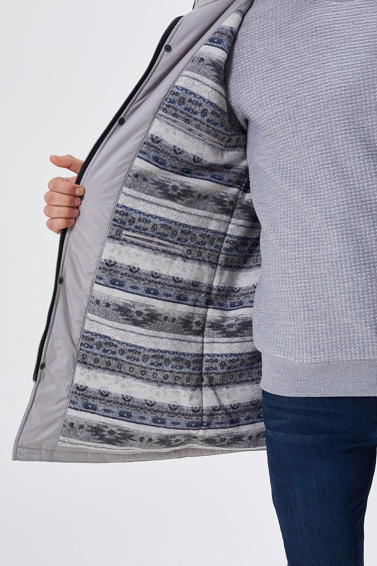 Classics Pattern with Pockets Detailed Hooded Coat