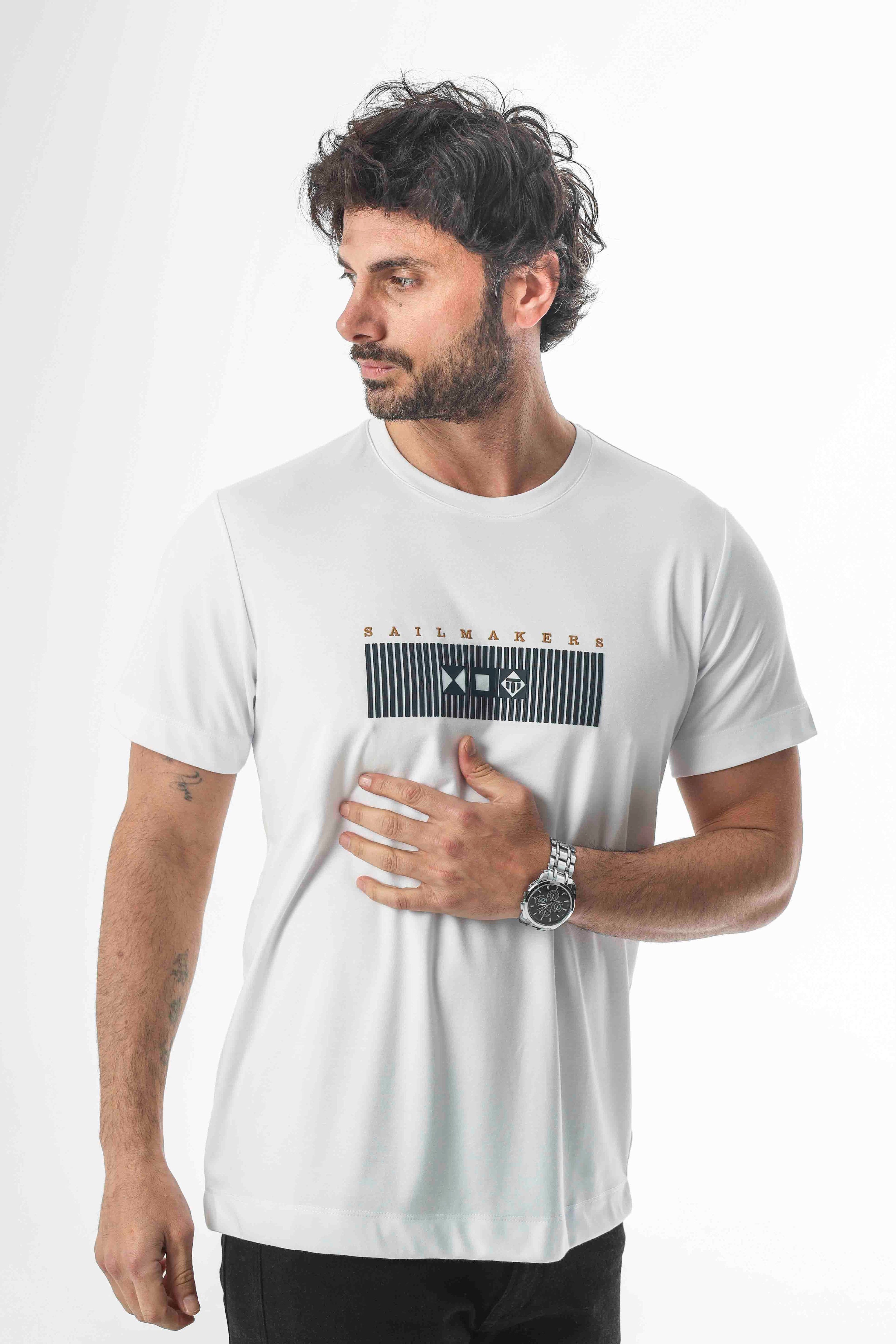 Sail Collection Bisiklet Yaka Baskılı T-Shirt-6281