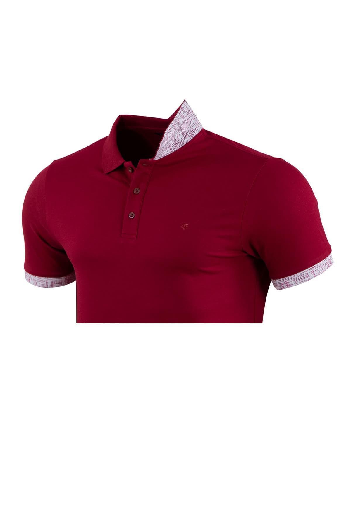 Büyük Beden Regular Fit Baskılı Dokulu Polo T-Shirt