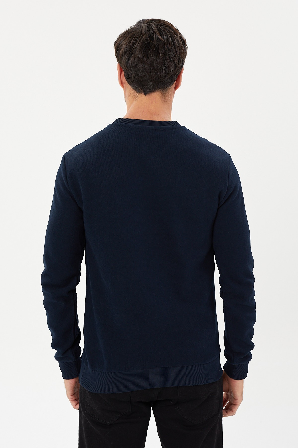 Büyük Beden Kadife Selanik Basic V Yaka Sweatshirt-KS-1705