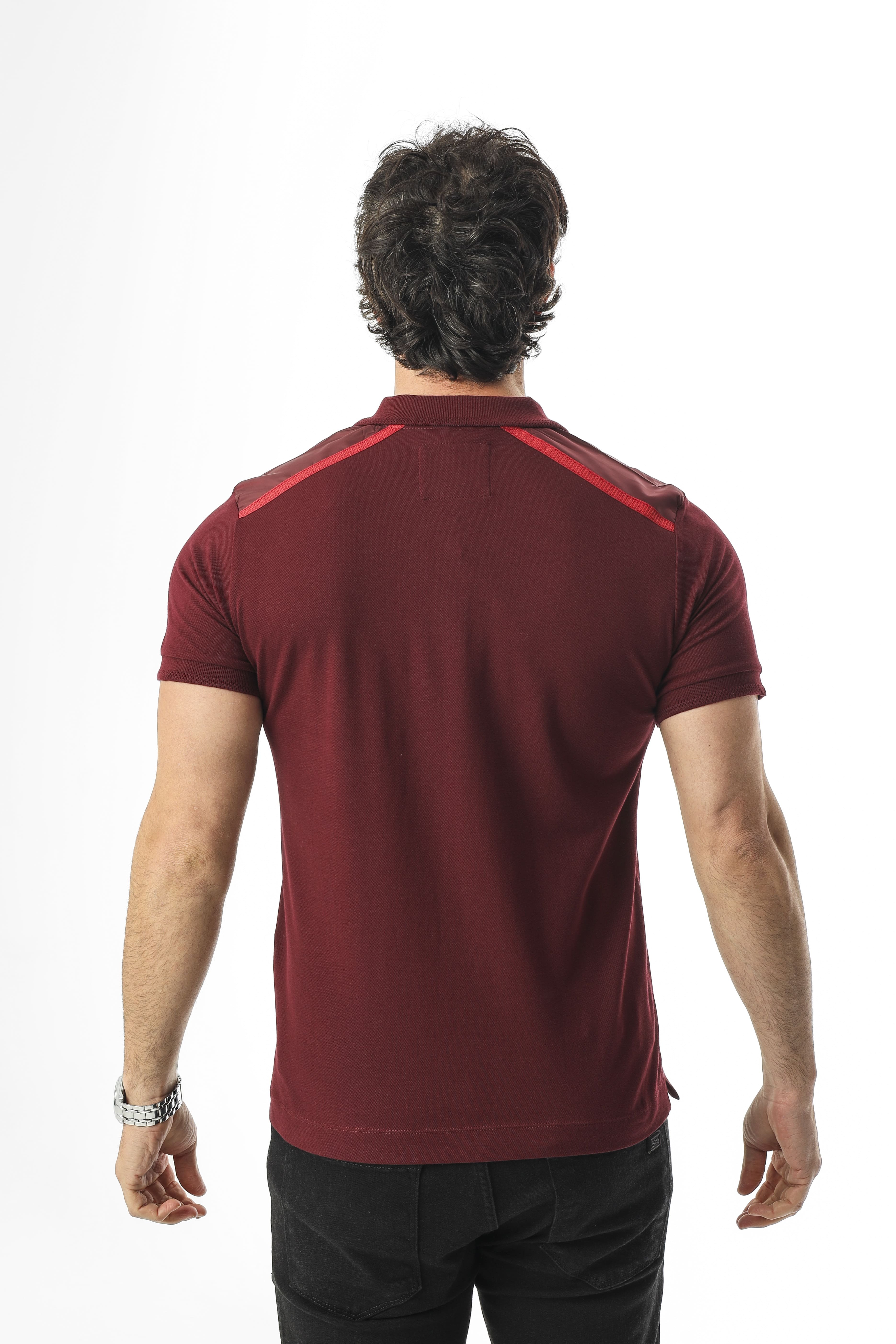 Büyük Beden Polo Yaka Omuz Detaylı Düğmeli T-Shirt-PL-3456