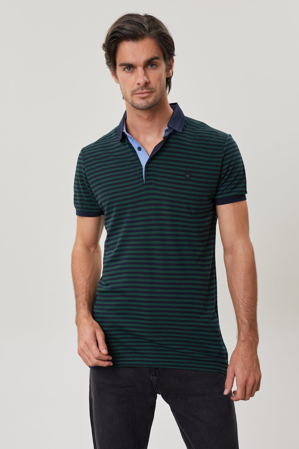 Classics Pattern Polo NeckStriped T-Shirt