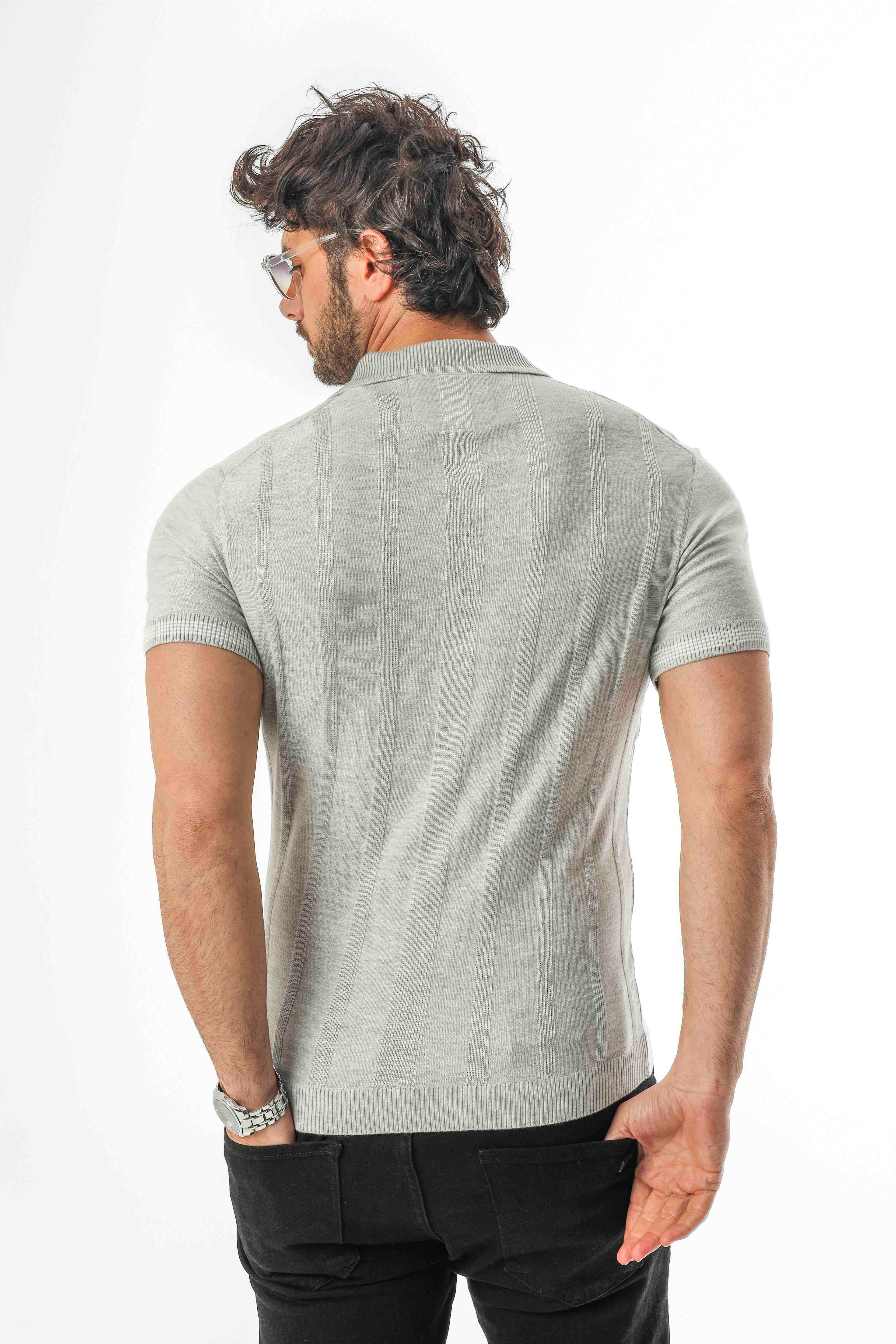 Polo Yaka Desenli Arma Baskılı Triko T-Shirt-TY-1303