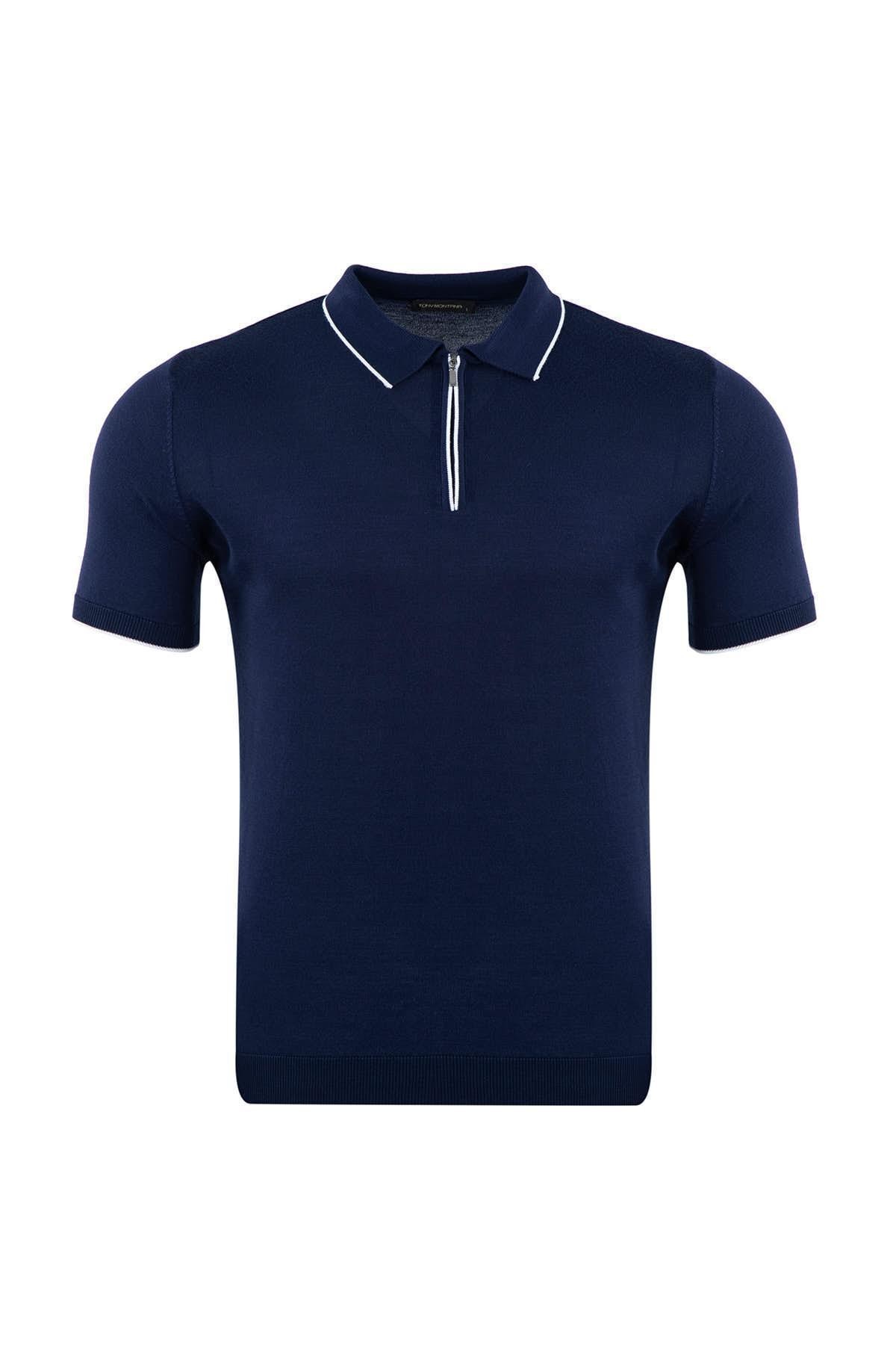 Regular Fermuarlı Polo Yaka Triko Tişört