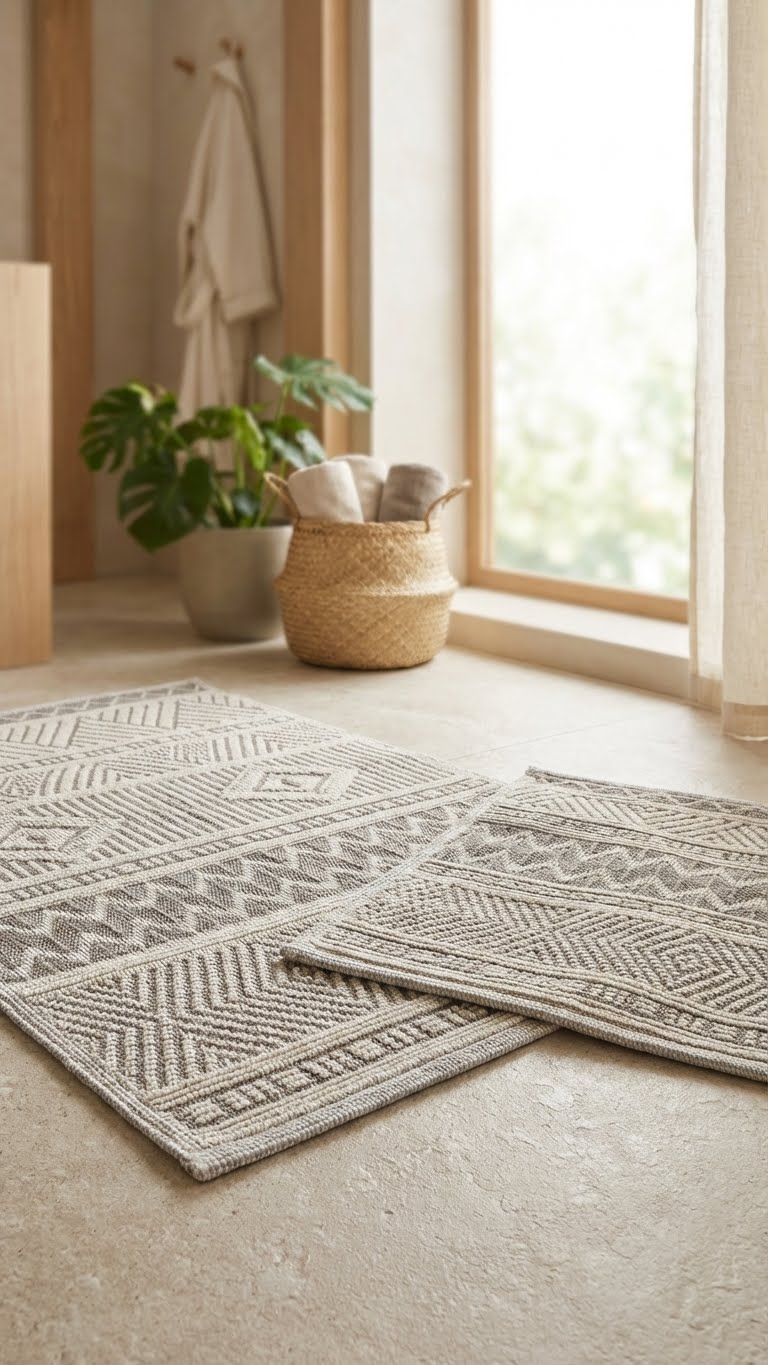 Cottons Etnik 2'li Pamuklu Banyo Paspas Takımı - Vizon