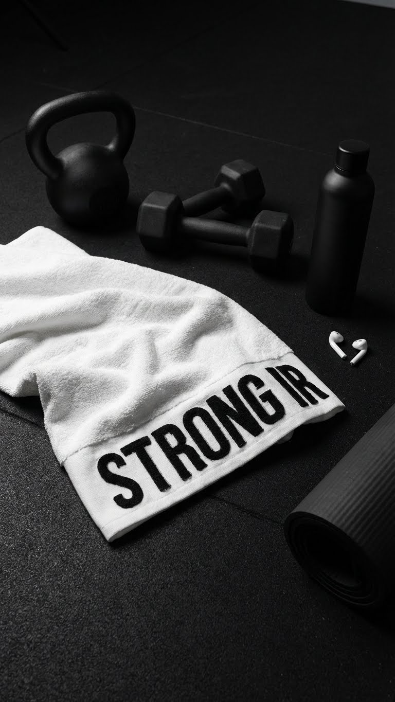 Strong Ir Nakış Detaylı 100% Pamuk 70x140cm Banyo & Spor Havlusu