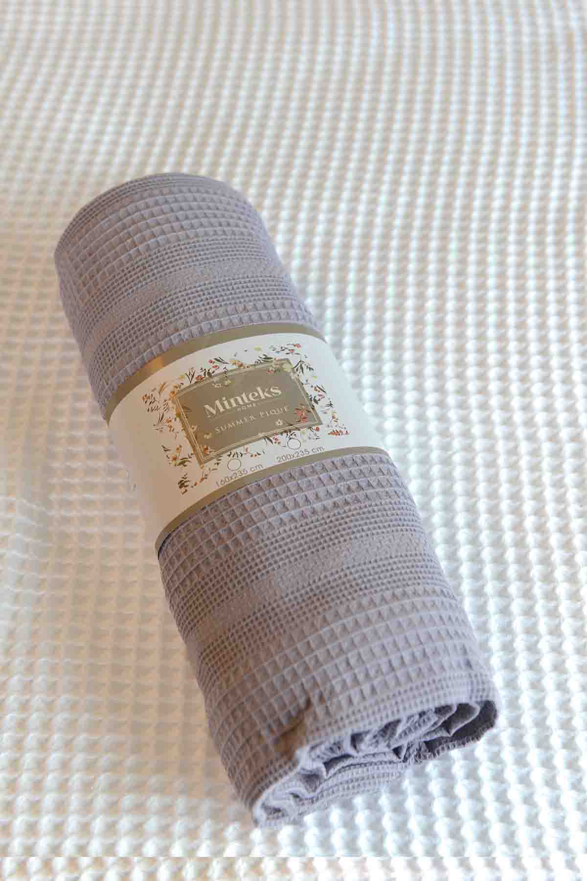 Daily Soft Petek Desenli %100 Pamuk Yatak Örtüsü Pike - Lavanta