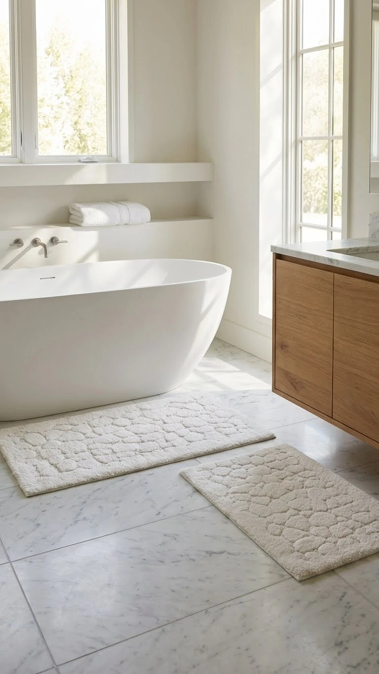 Tufting Stone 2'li Banyo Paspas Takımı - Krem