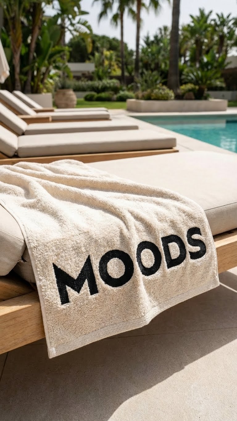 Moods Nakış Detaylı 100% Pamuk 70x140cm Banyo & Spor Havlusu