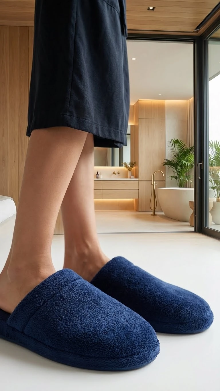 Como Kalın Tabanlı Havlu Terlik - Lacivert