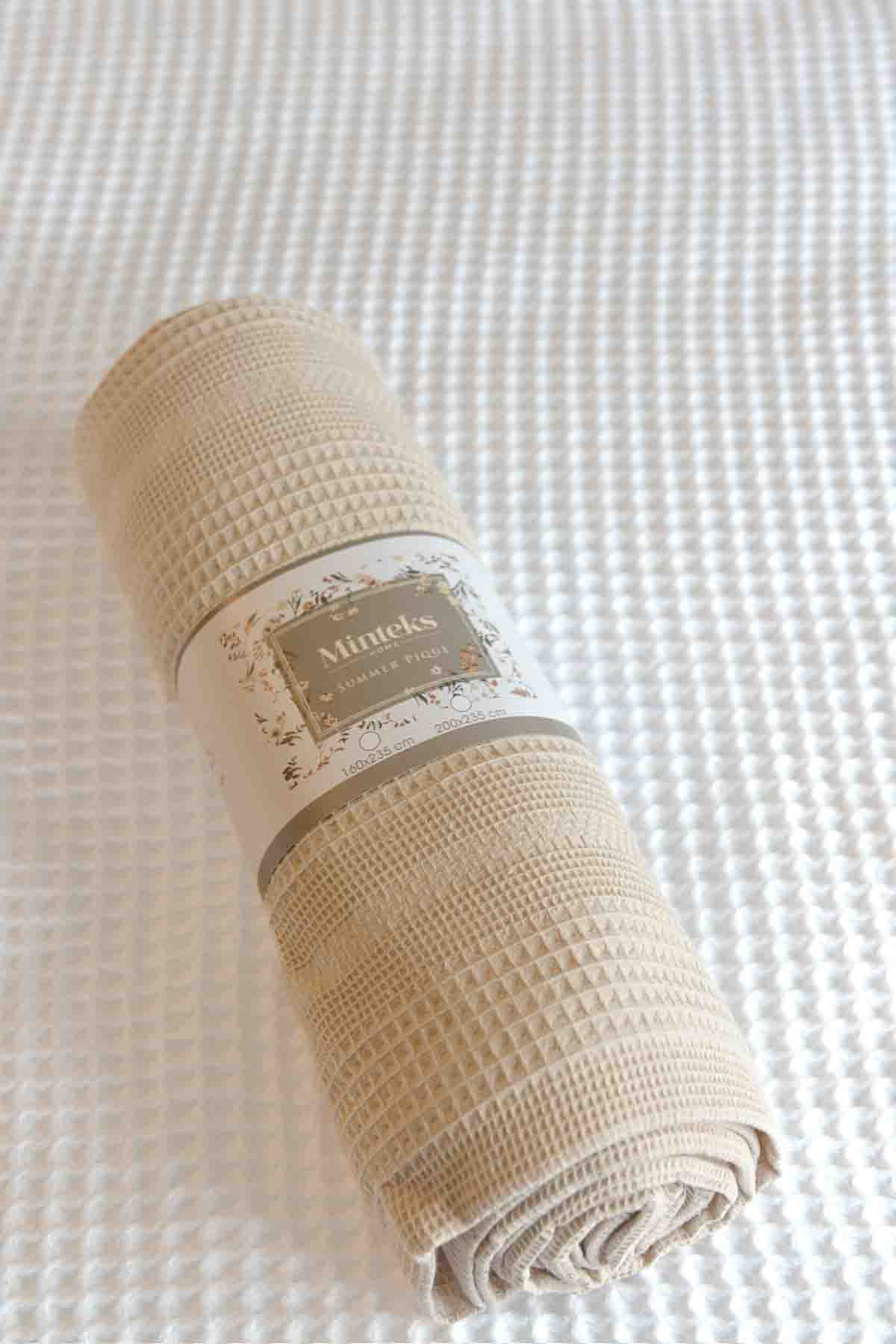 Daily Soft Petek Desenli %100 Pamuk Yatak Örtüsü Pike - Kahve