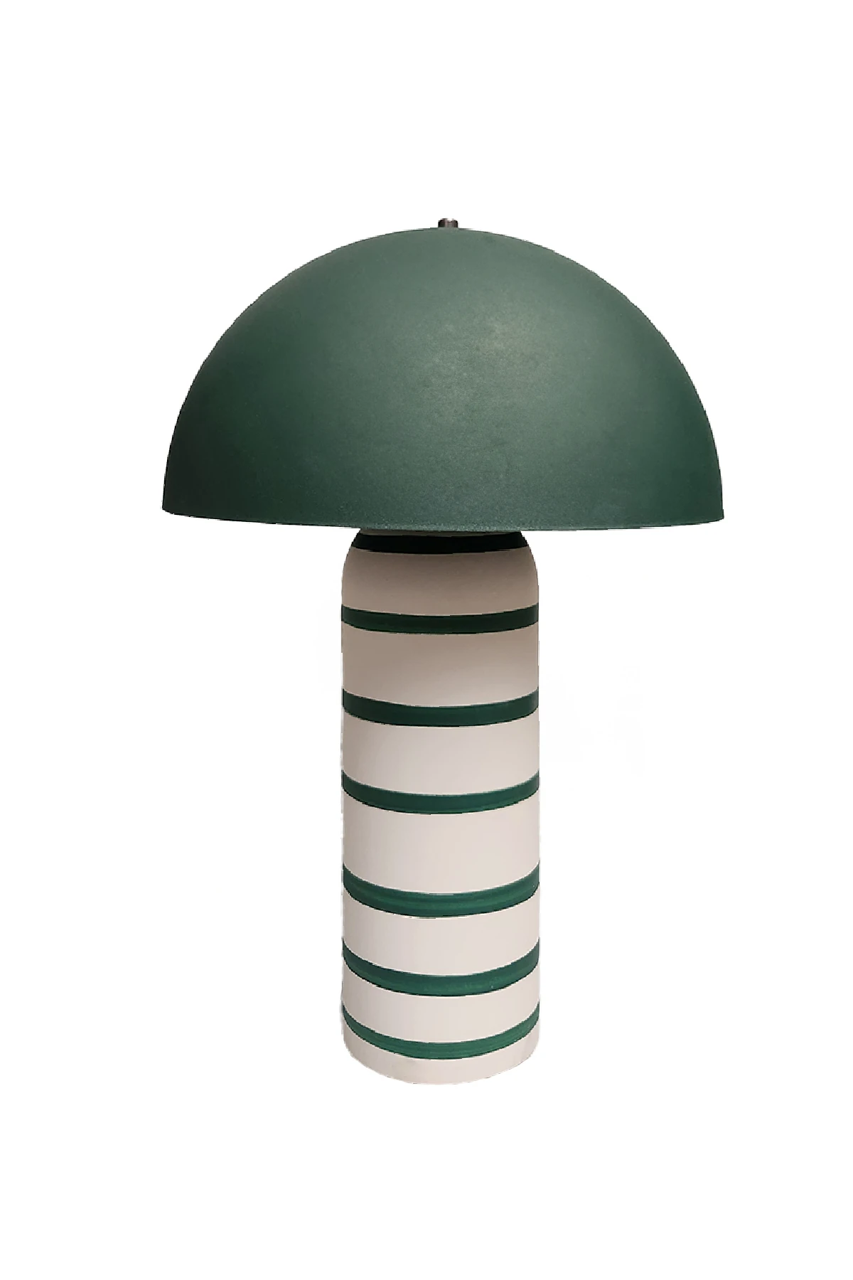 Mone Stripe Çizgili Seramik Yeşil-Beyaz Küçük Abajur 