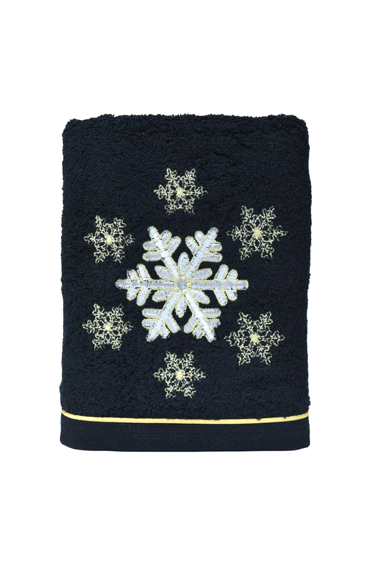 Nakışlı Kar Tanesi Desenli 50x90cm Yılbaşı Havlusu