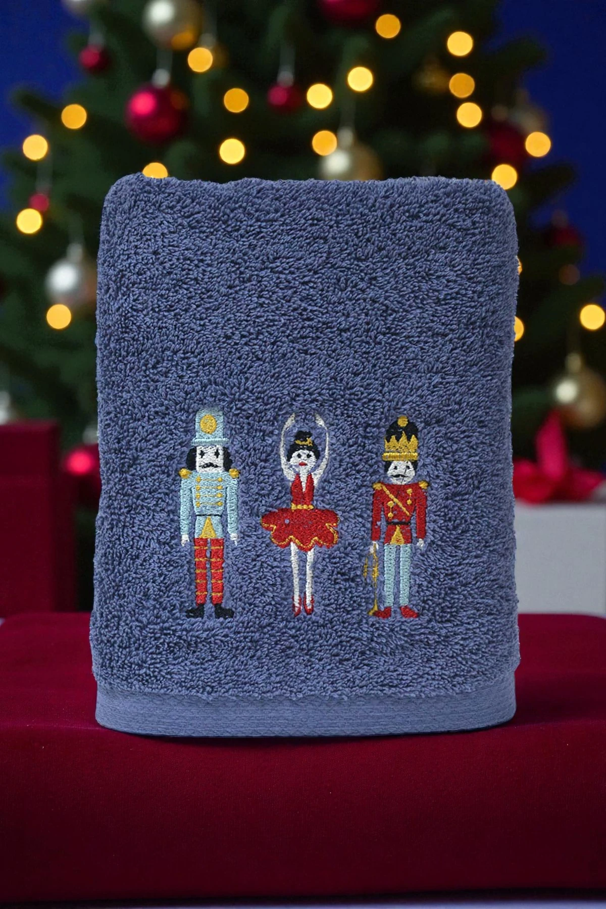 Kurşun Asker Nakışlı 50x90cm Yılbaşı Havlusu - Mavi