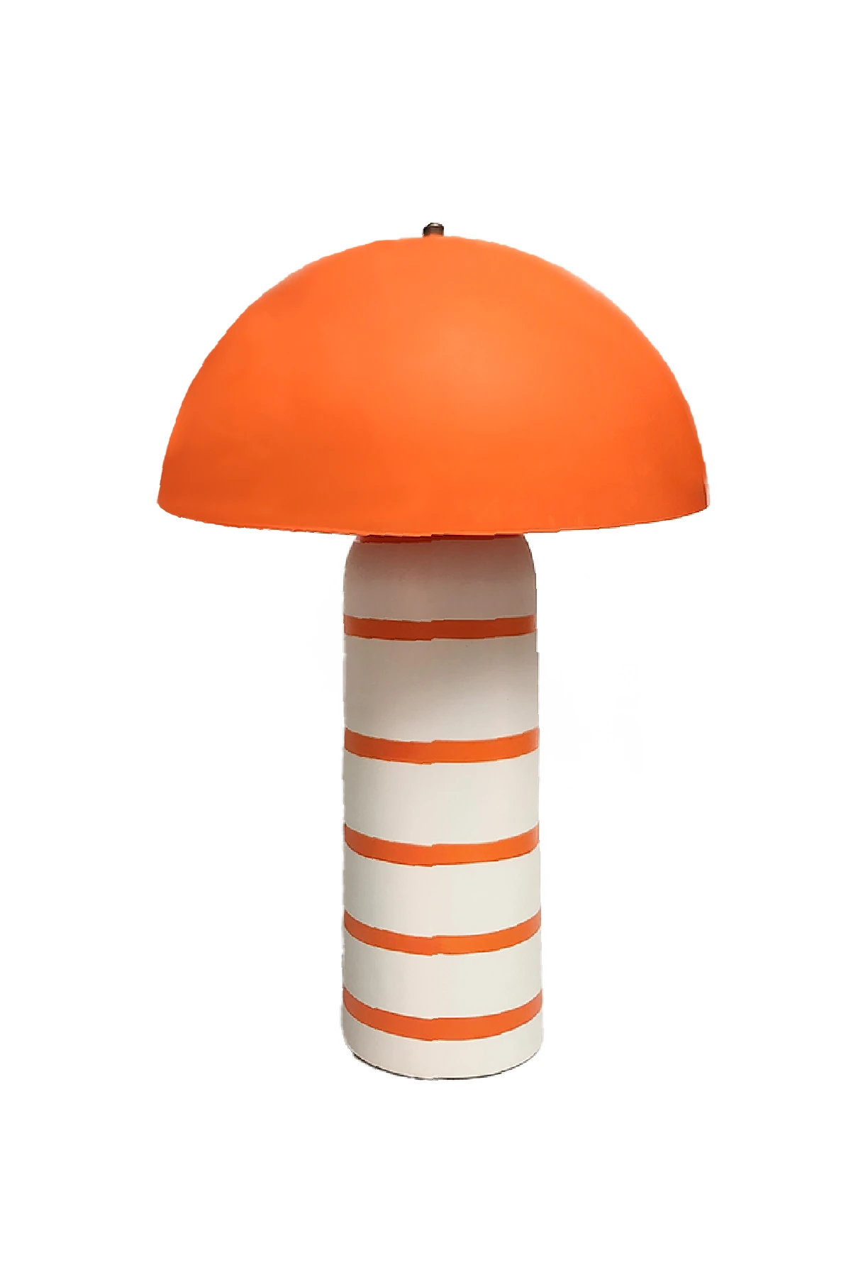 Mone Stripe Çizgili Seramik Turuncu-Beyaz Küçük Abajur
