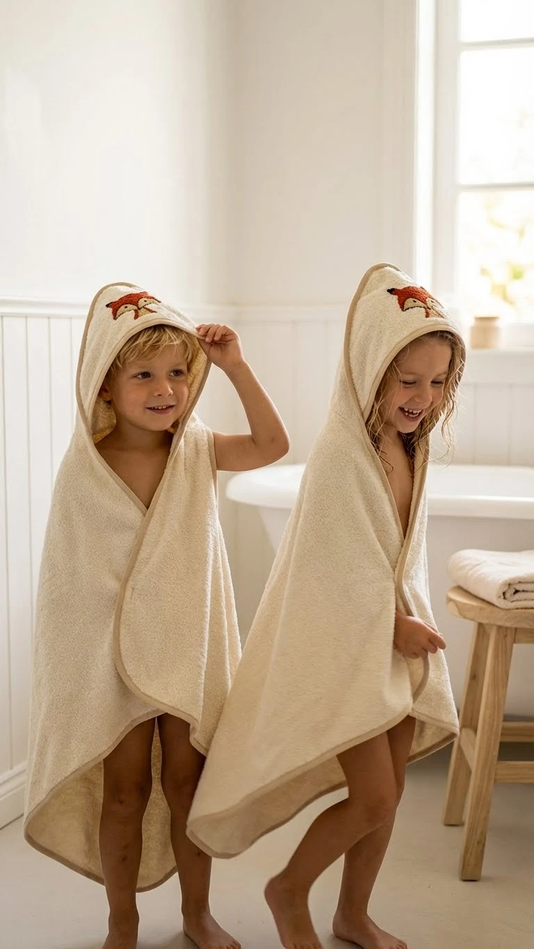 Natural Boho 100% Pamuk Bebek ve Çocuk Pelerin - Tilki