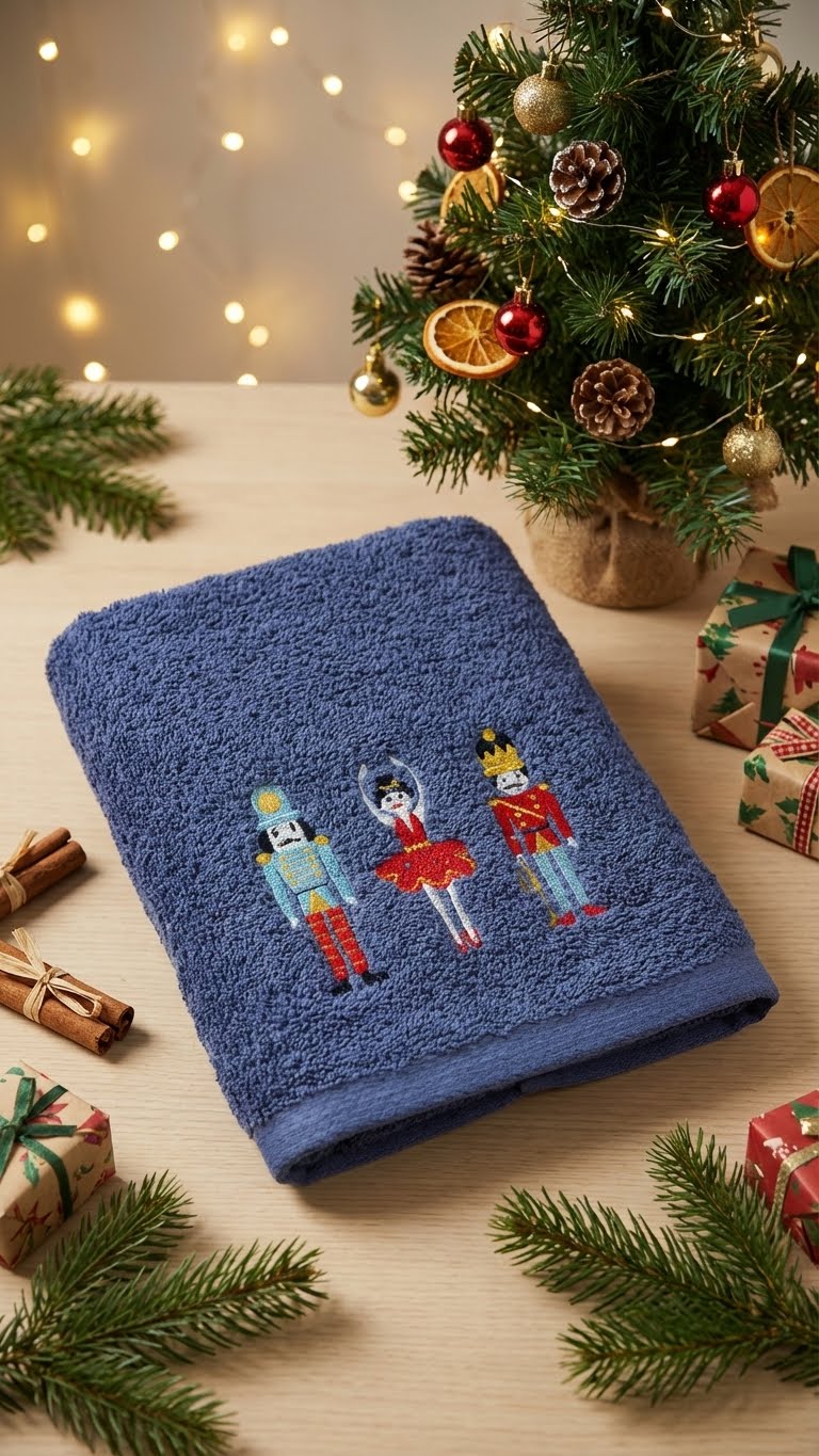 Kurşun Asker Nakışlı 50x90cm Yılbaşı Havlusu - Mavi