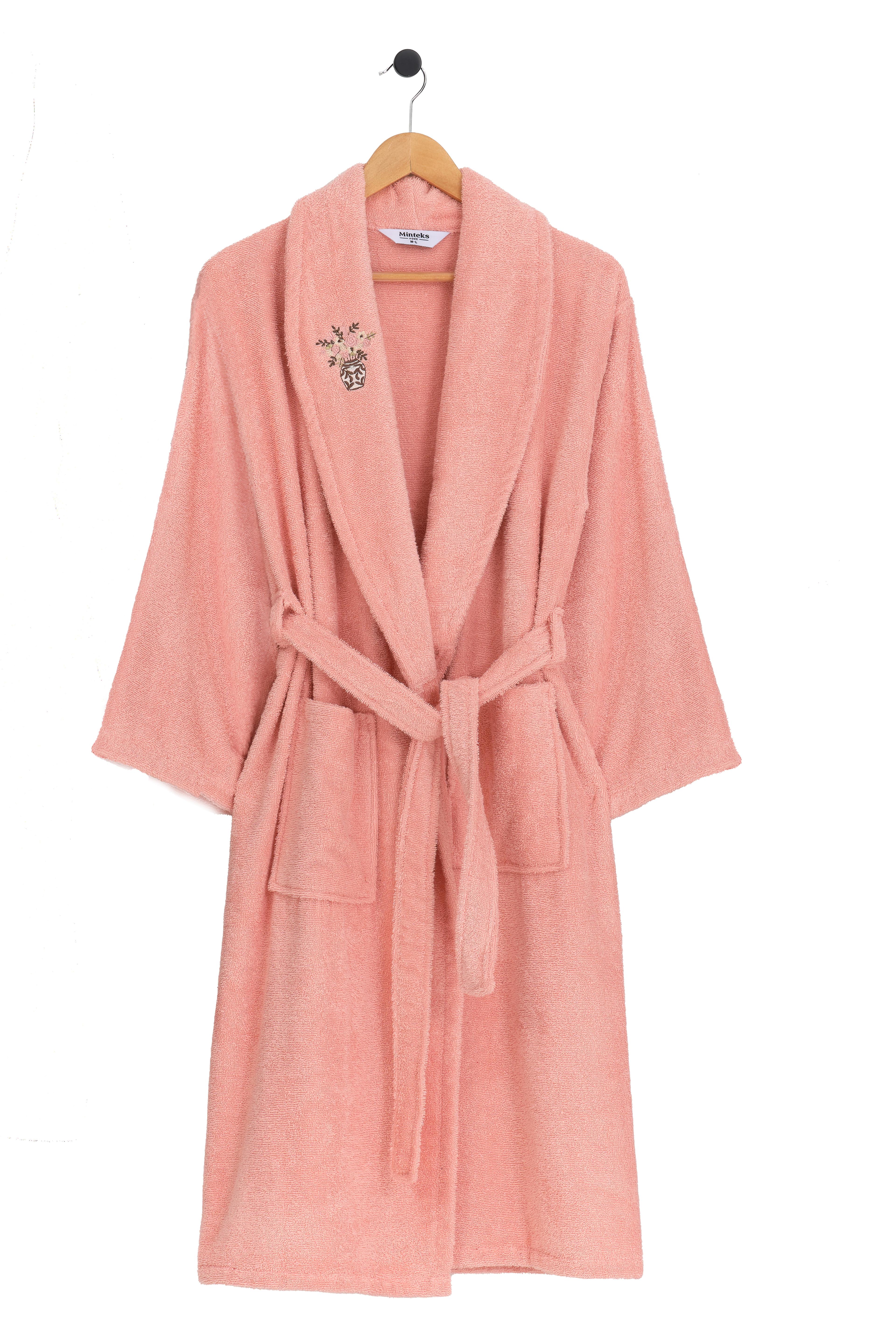 Stella Kadın Şalyaka Bornoz - Powder Pink