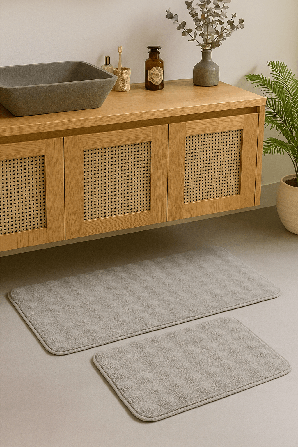 Bouble 2'li Banyo Paspas Takımı - Gri