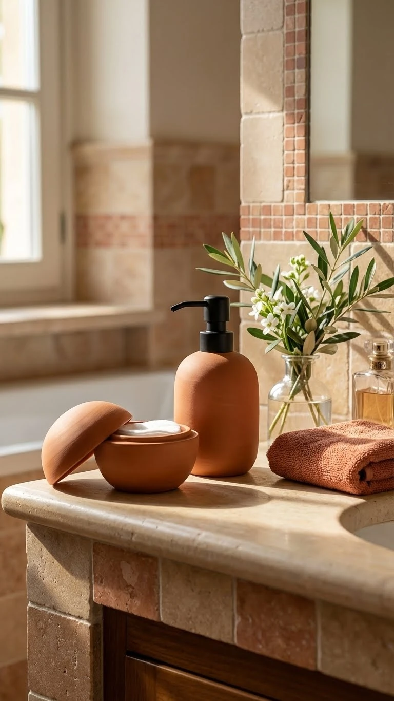 Jao Yuvarlak Kapaklı  Seramik Pamukluk - Terracotta