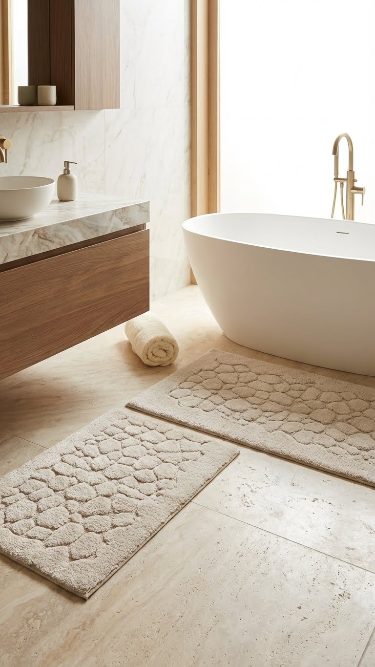 Tufting Stone 2'li Banyo Paspas Takımı - Bej