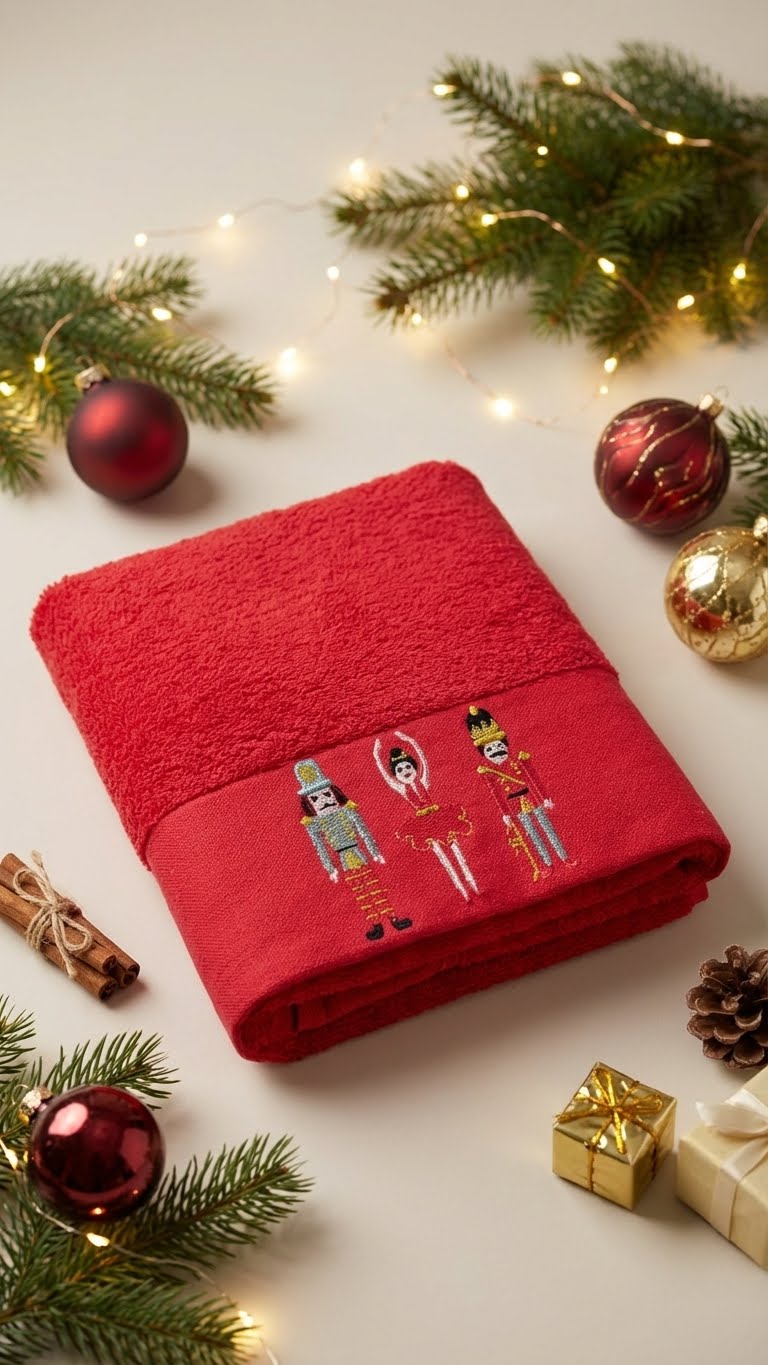 Tin Soldier Nakışlı 50x60cm Yılbaşı Havlusu - Kırmızı
