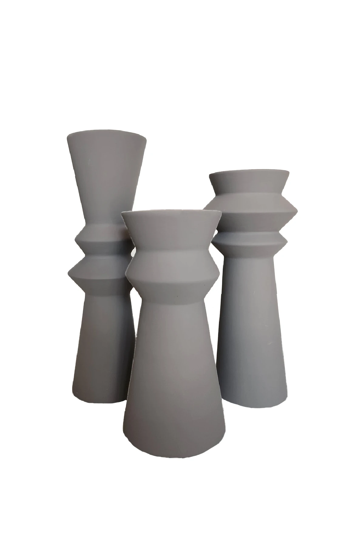 Ivy 3'lü Seramik Füme Şamdan Seti 