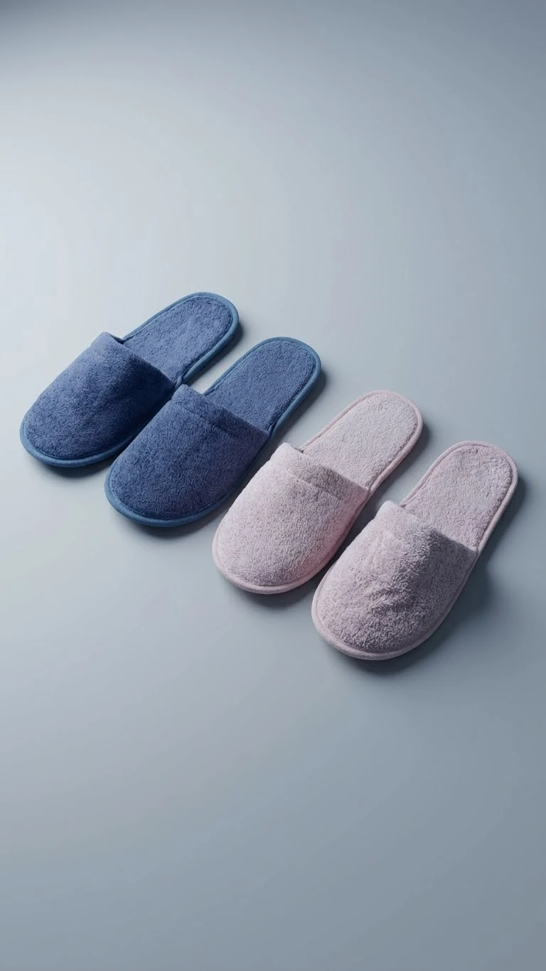  2'li İnce Eva Tabanlı Ev Banyo Terliği - İndigo-Pudra