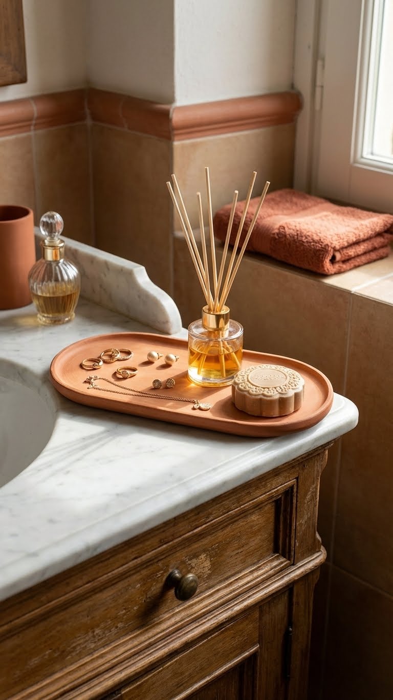 Jao Seramik Banyo Seti  Altı Tabak - Terracotta
